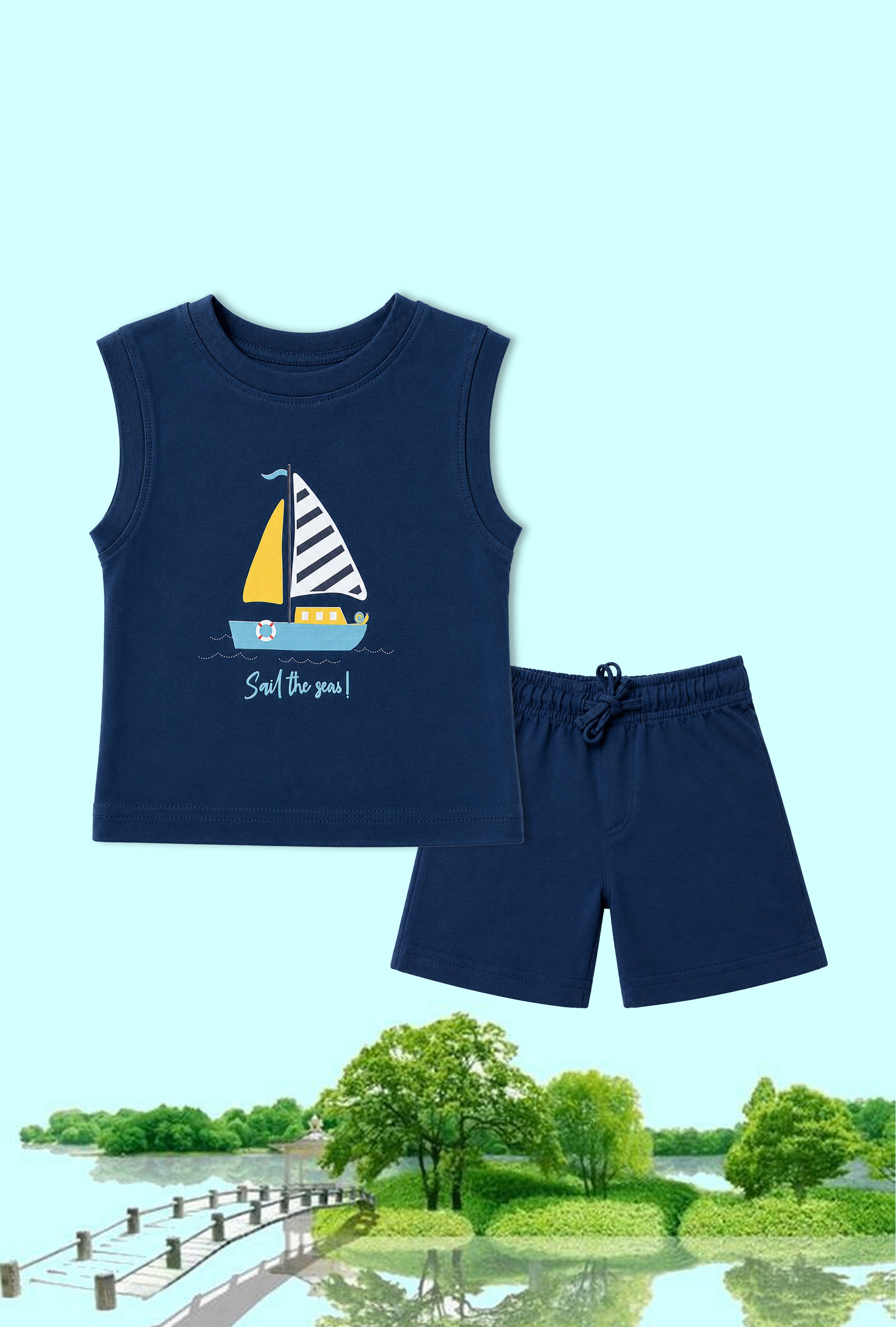 Nuberry Boys Sleeveless Co-ord Set | Soft & Breathable