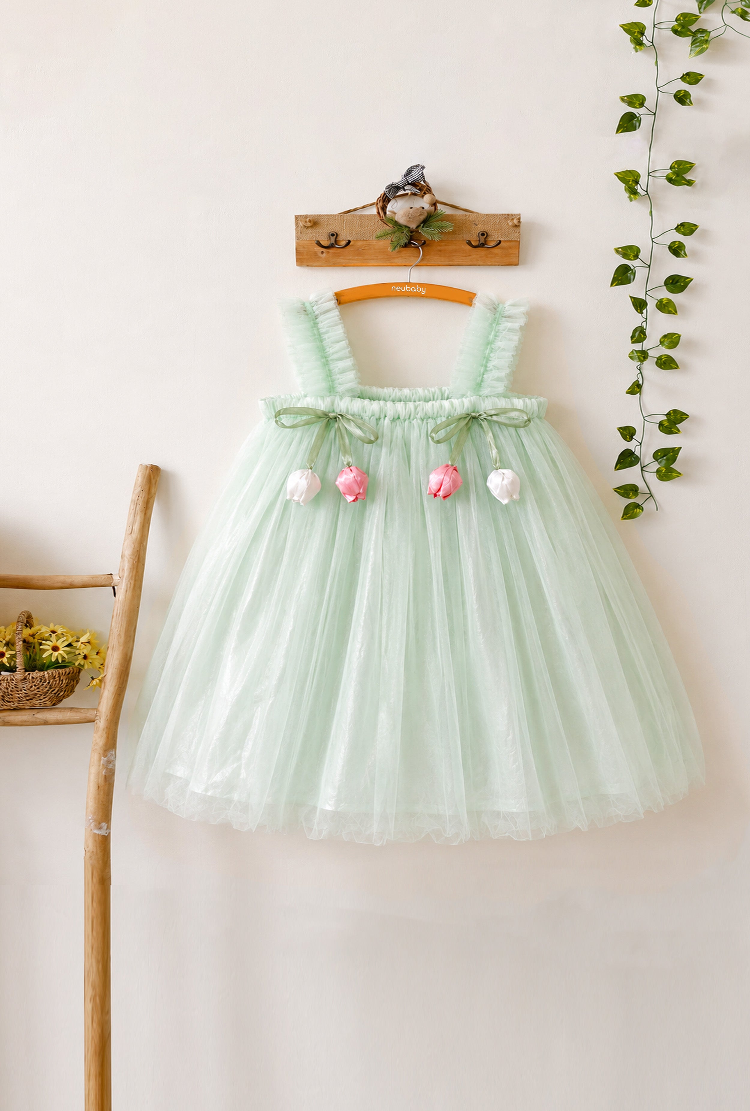 Little Lotus Princess Dress Set | Soft Mesh Baby Girl Party Frock with Matching Headband
