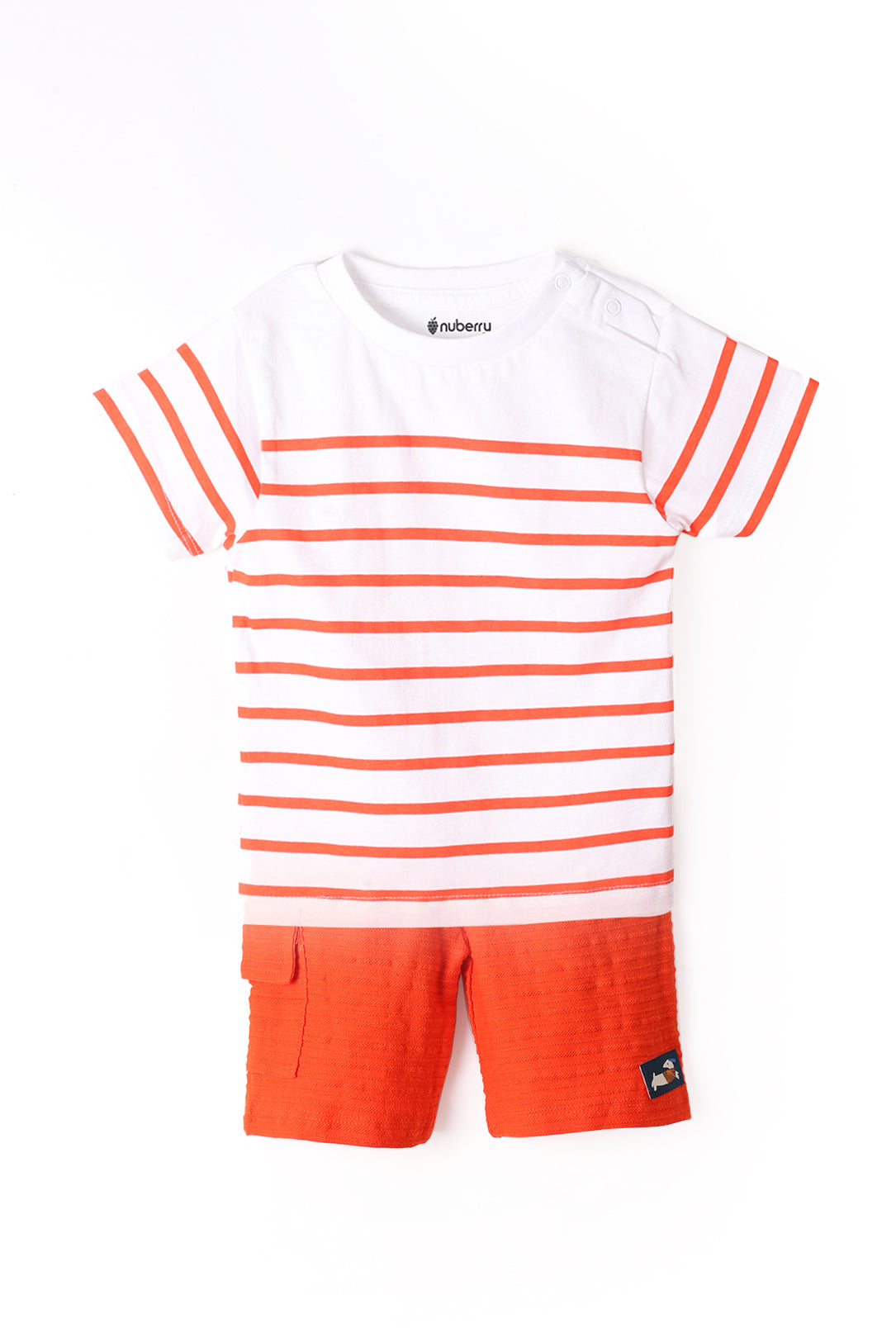 NUBERRY KIDS - BOY STRIPED TEES AND JACQUARD SHORTS NAVY BLUE