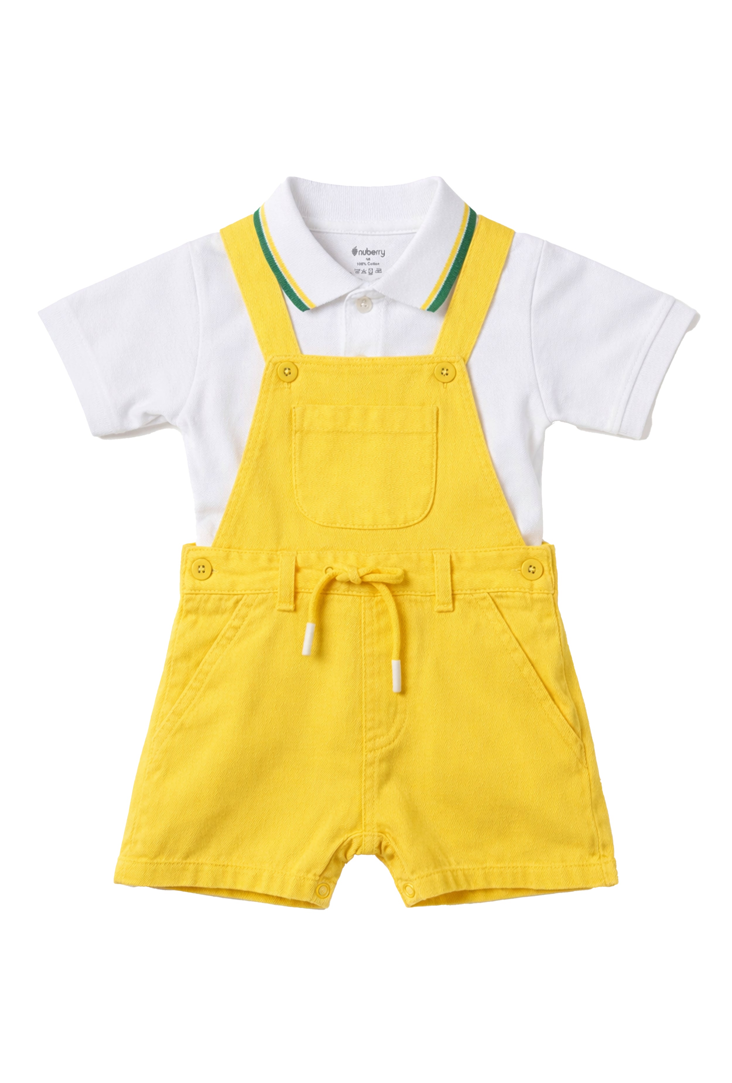 Nuberry Boys Dungaree | Soft & Breathable | Yellow