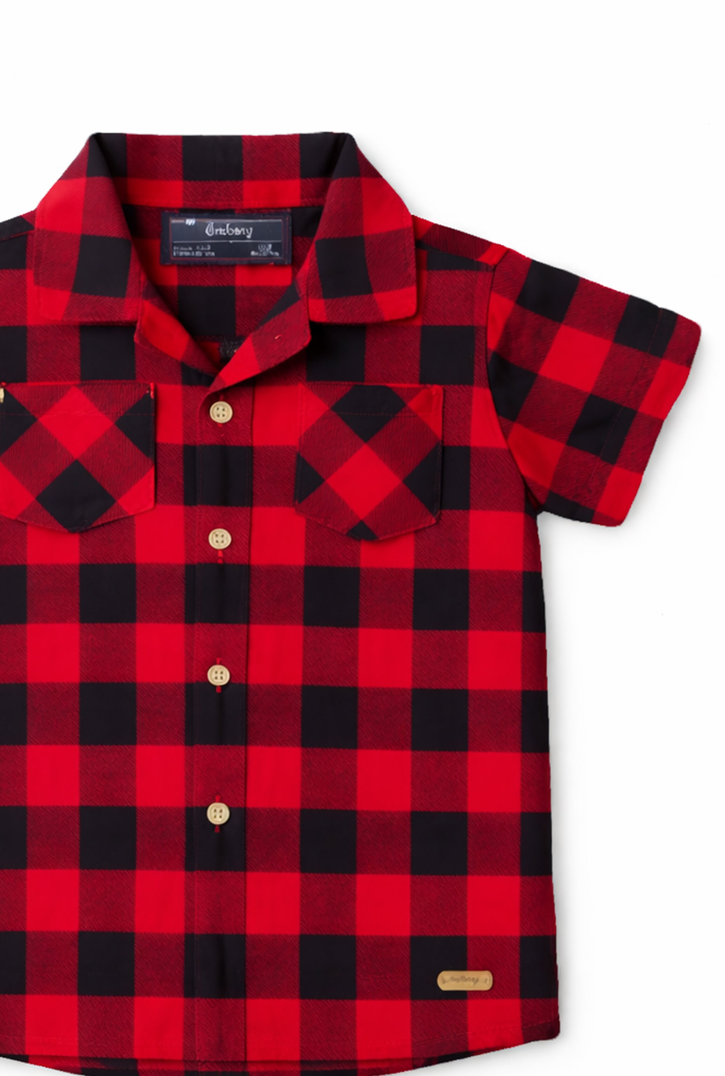 Nuberry Kids Half Sleeve Checks Shirt | Red