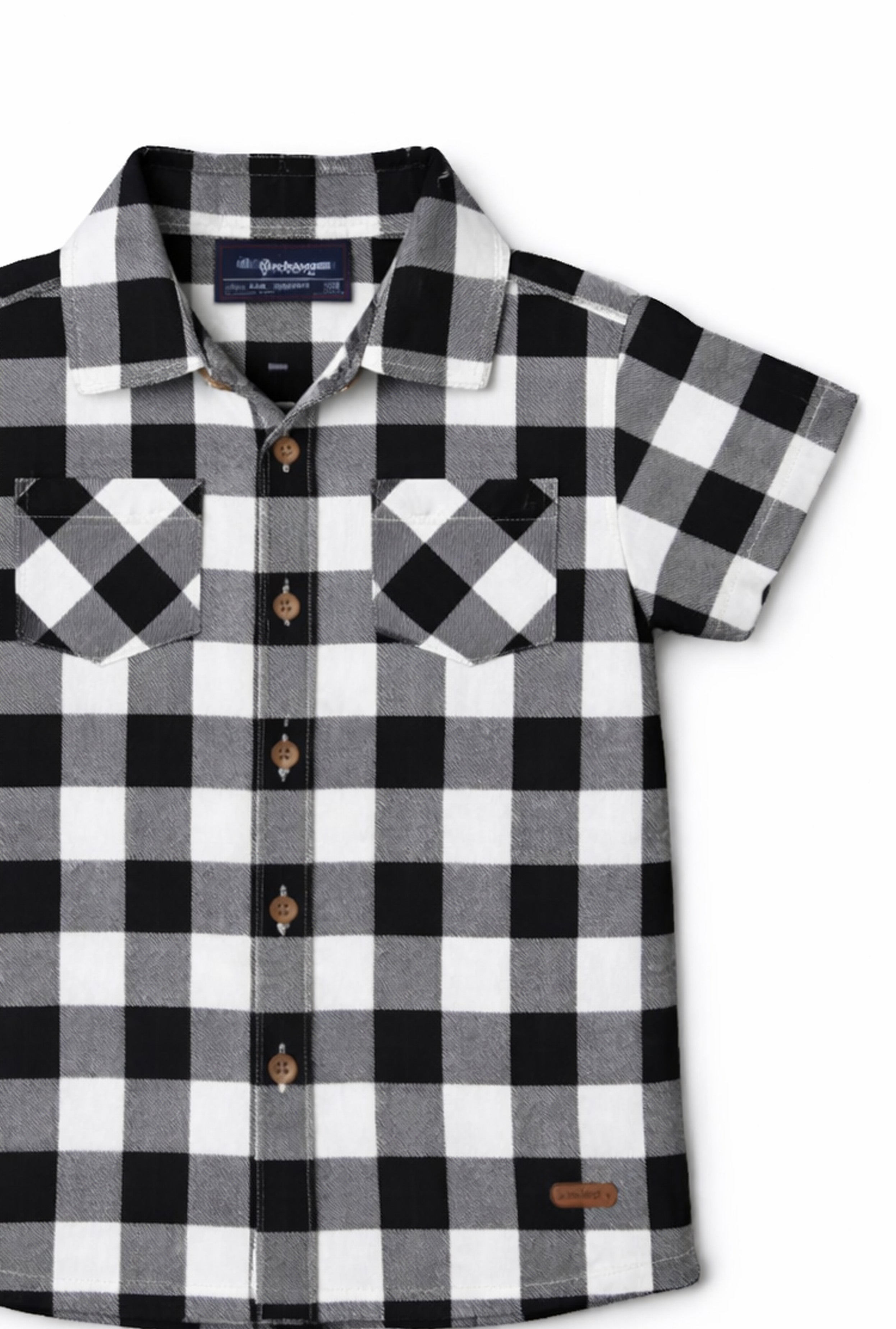Nuberry Kids Half Sleeve Checks Shirt | White