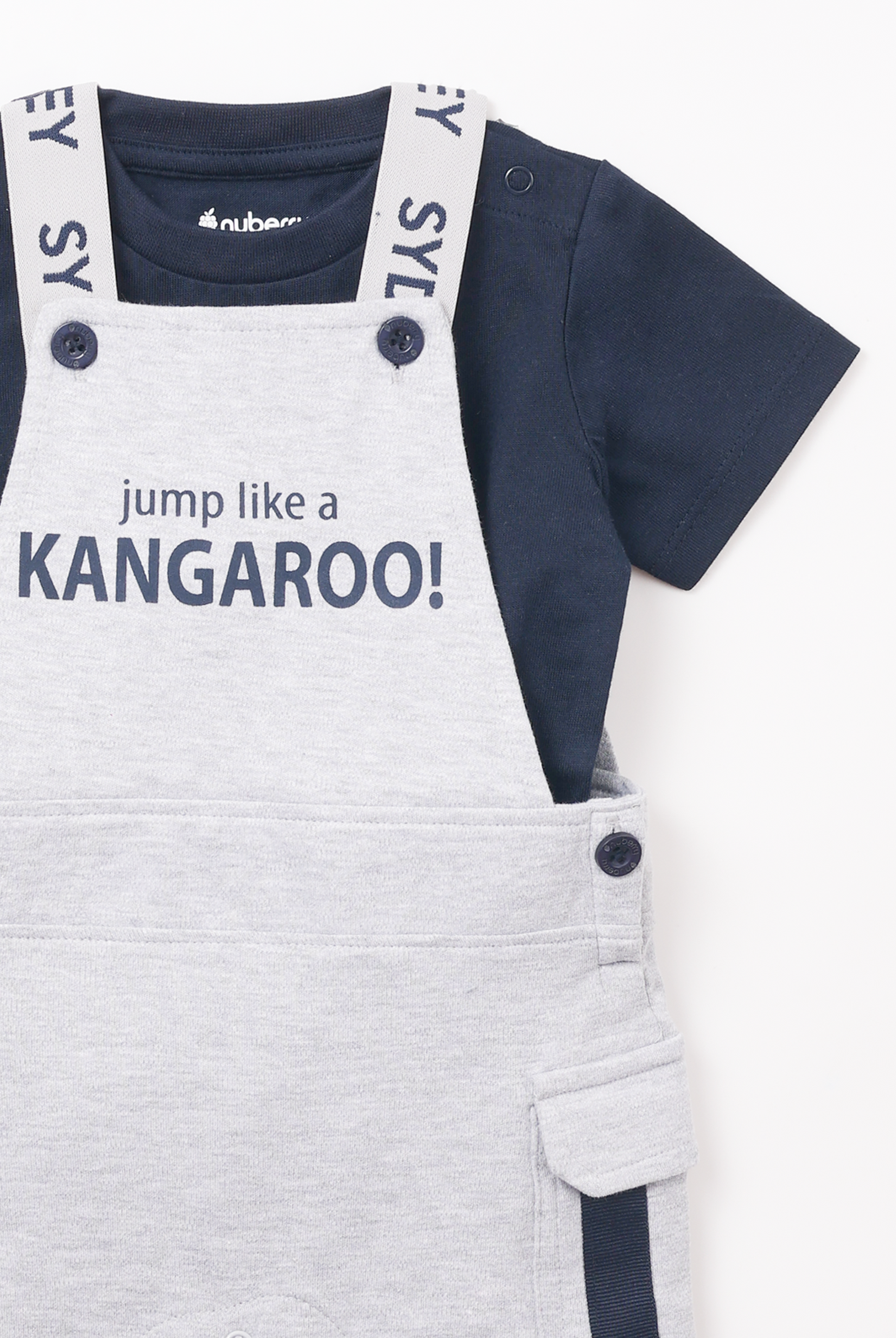 NUBERRY KIDS - BOY KNITED DUNGAREE (jump like a kangaroo!) NAVY