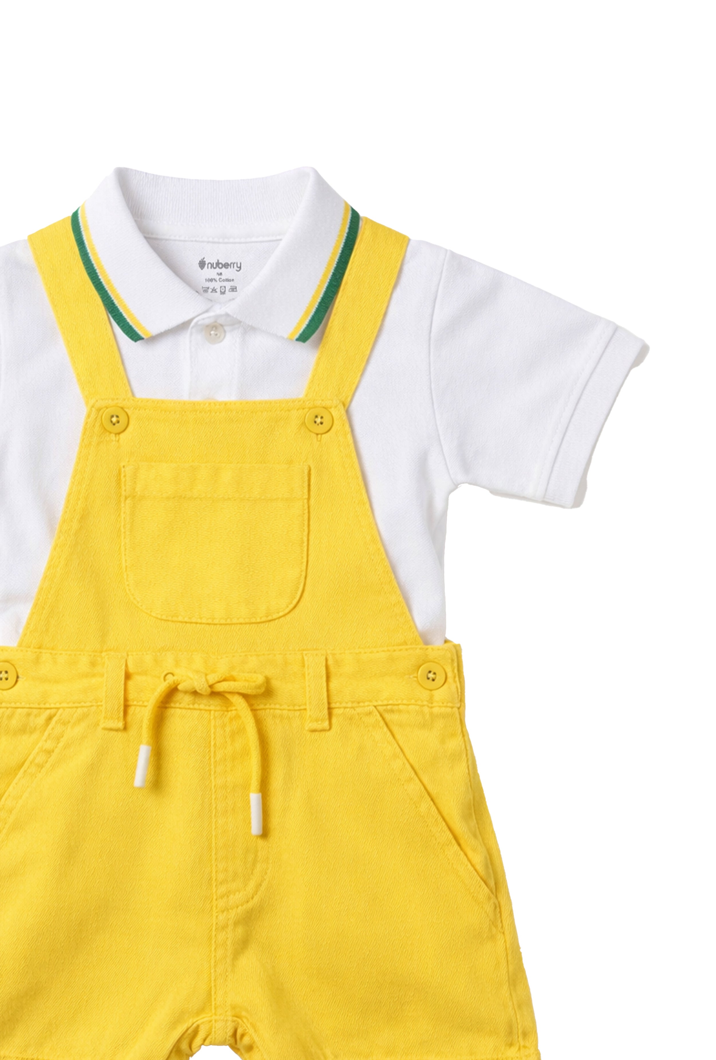 Nuberry Boys Dungaree | Soft & Breathable | Yellow - Neubaby Stores