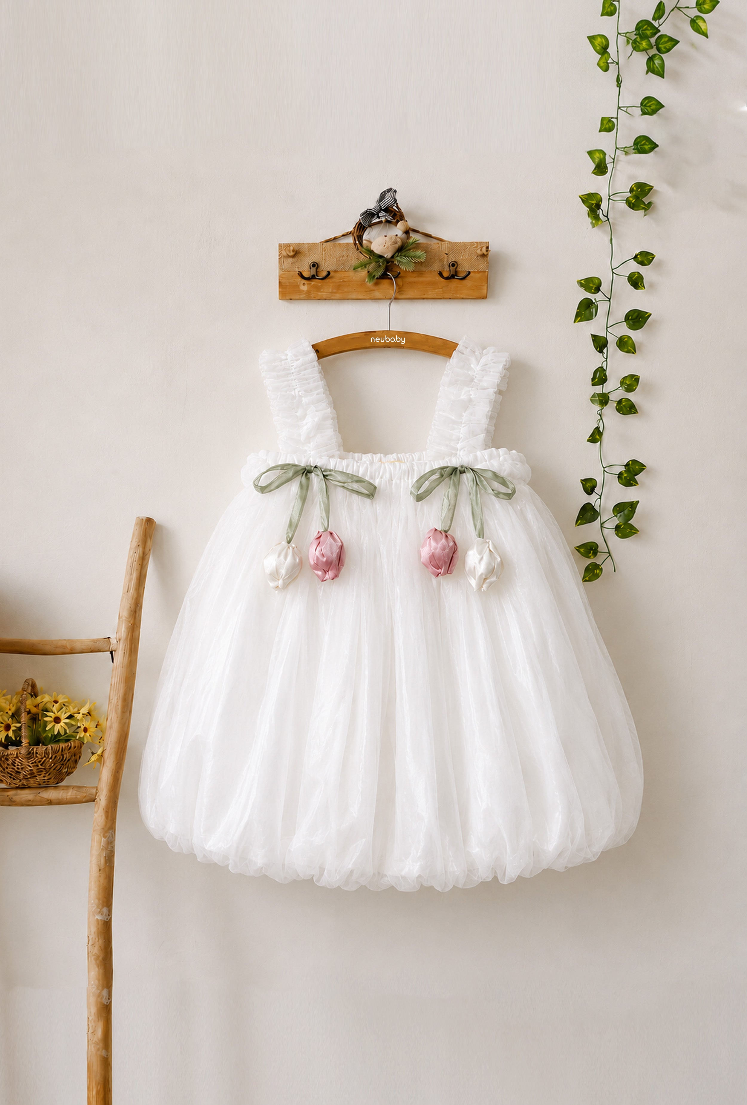 Little Lotus Princess Dress Set | Soft Mesh Baby Girl Party Frock with Matching Headband