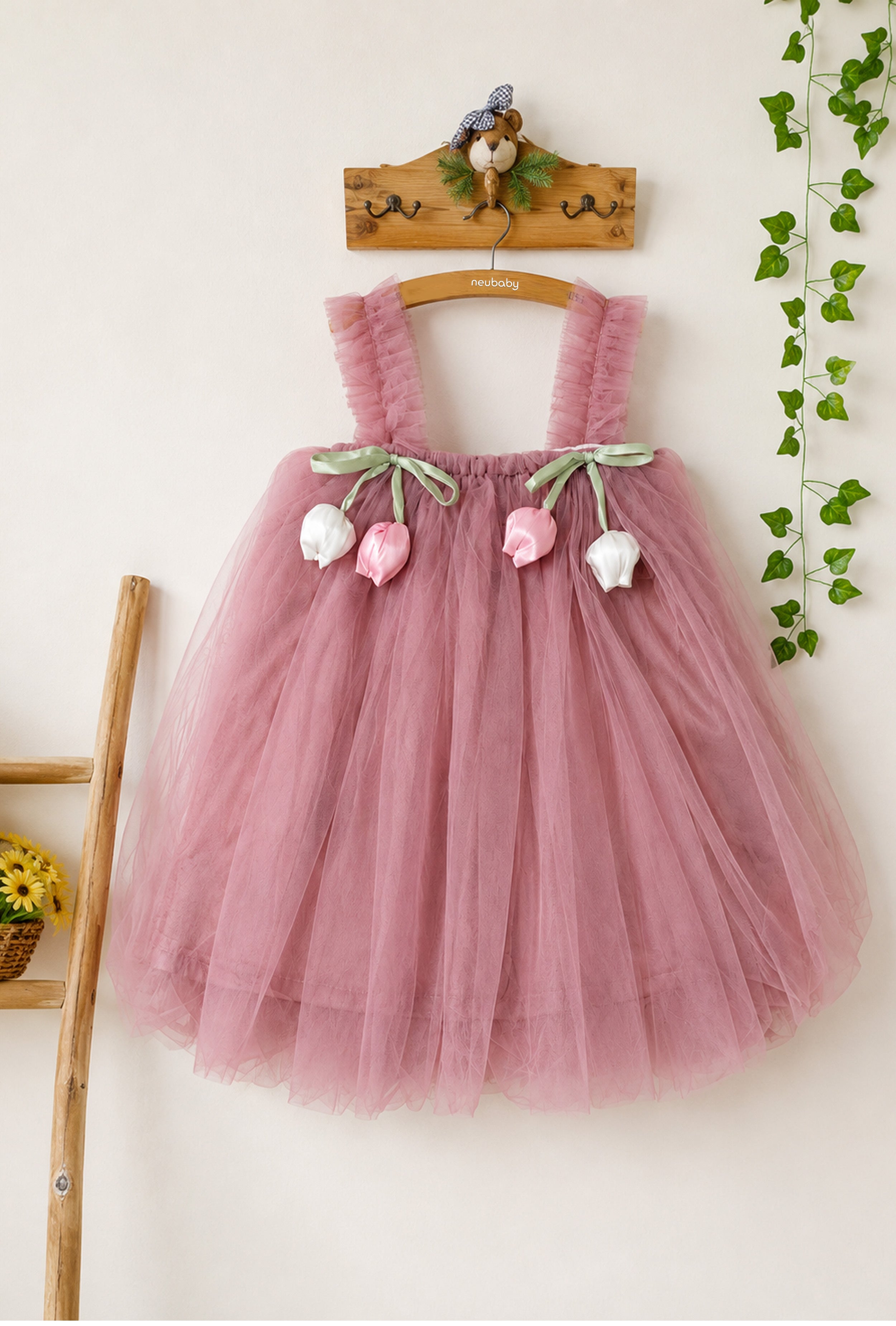 Little Lotus Princess Dress Set | Soft Mesh Baby Girl Party Frock with Matching Headband