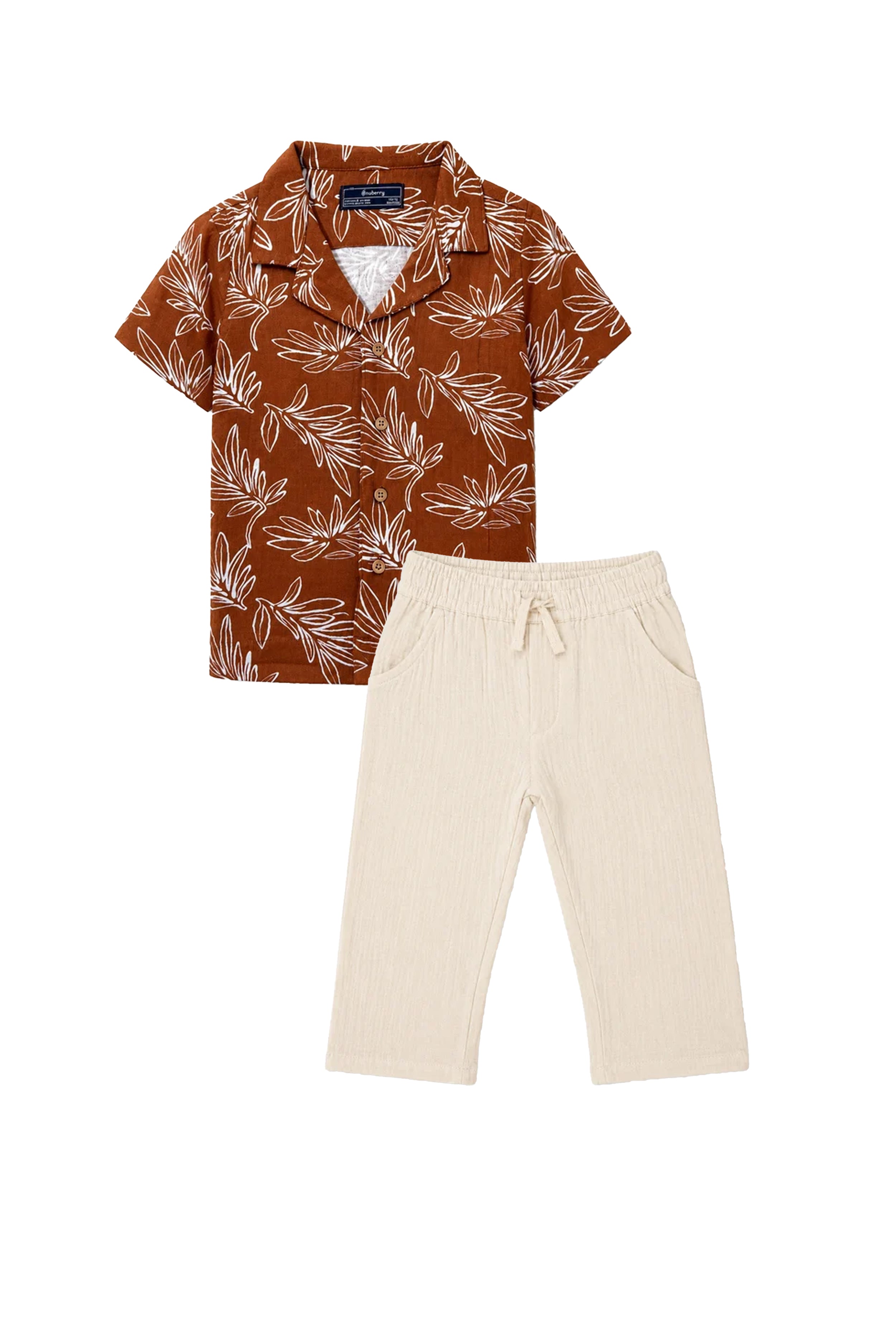 Nuberry Boys Shirt & Muslin Pants Set | Smart, Comfortable Style for Every Little Moment