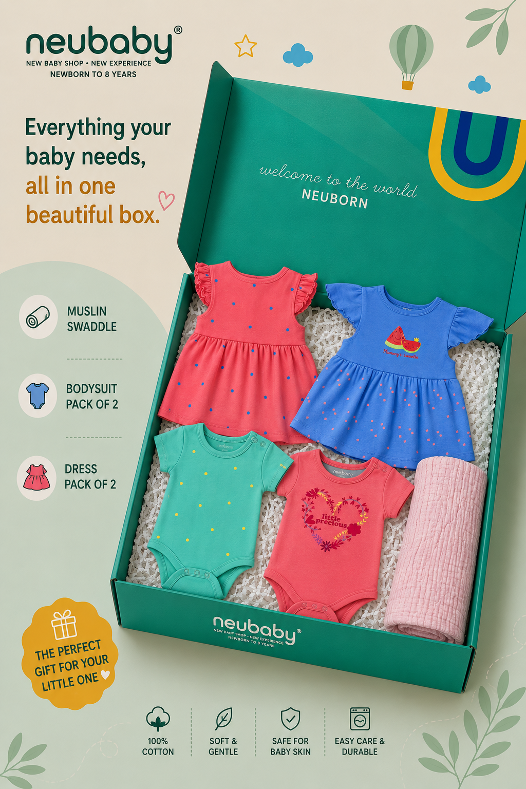 Neubaby Newborn Girls Gift Box Set