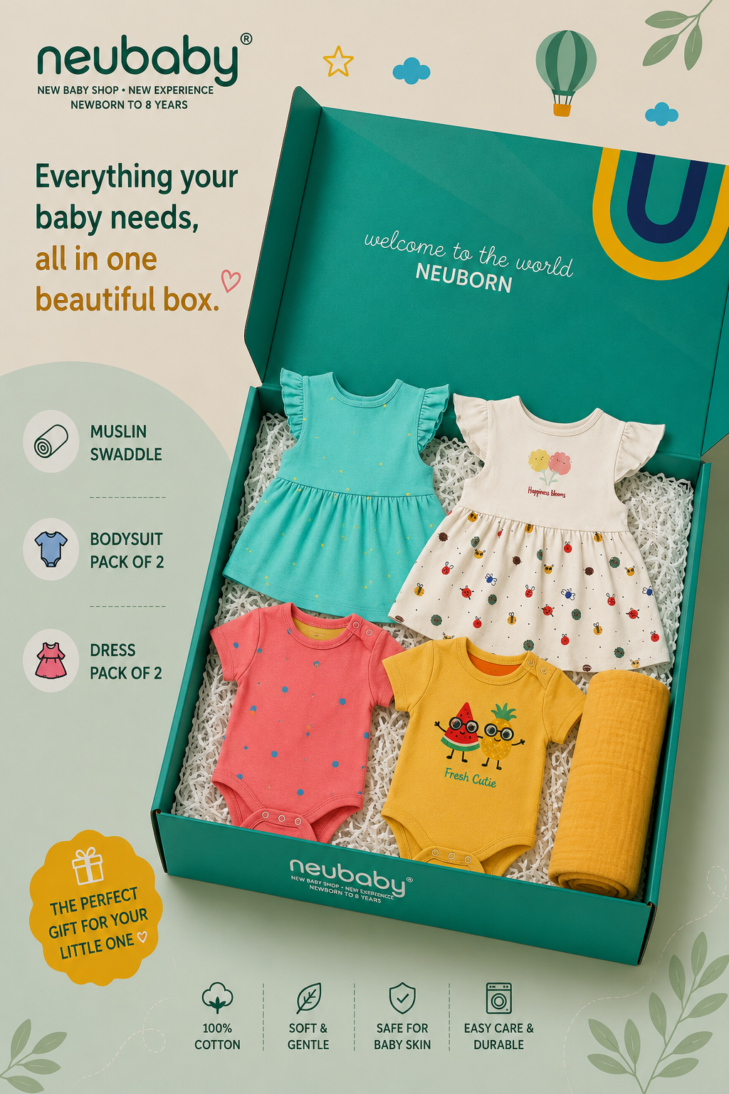 Neubaby Newborn Girls Gift Box Set