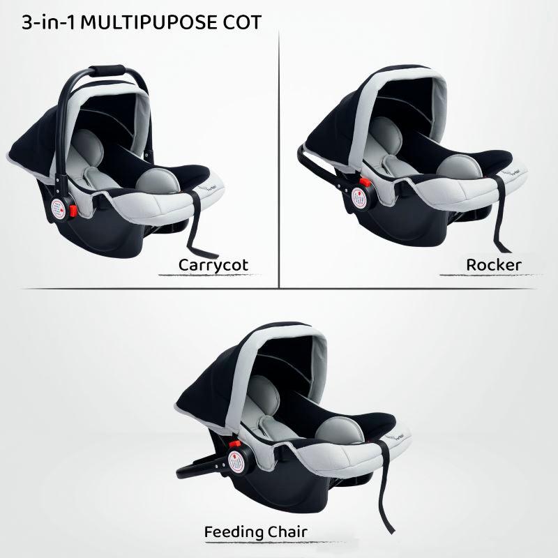 Cozy Carry Cot-Black Grey
