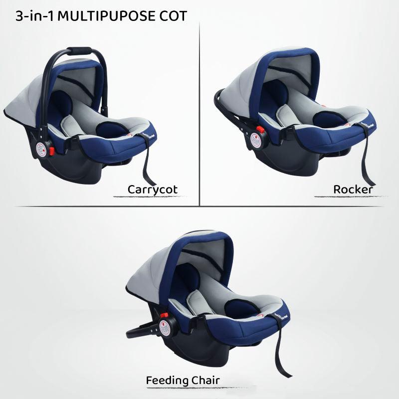 Cozy Carry Cot-Black Grey