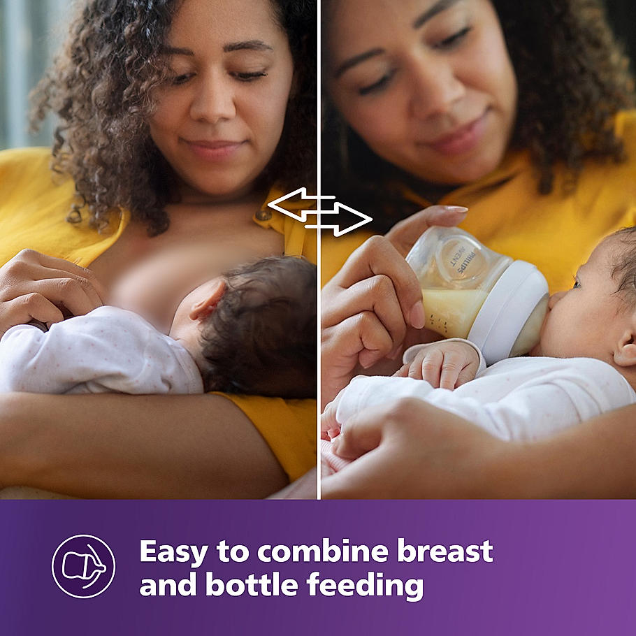 Philips Avent Natural Baby Feeding Bottle- | No.1 Brand Recommended by Moms Worldwide | Ideal for 1 months+| Natural Response Technology Mimics Breastfeeding | Uniquely Designed Nipple releases milk only when baby drinks | Pack of 1 | SCY903/01