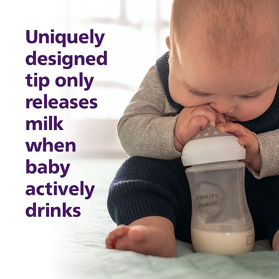 Philips Avent Natural Baby Feeding Bottle- | No.1 Brand Recommended by Moms Worldwide | Ideal for 1 months+| Natural Response Technology Mimics Breastfeeding | Uniquely Designed Nipple releases milk only when baby drinks | Pack of 1 | SCY903/01