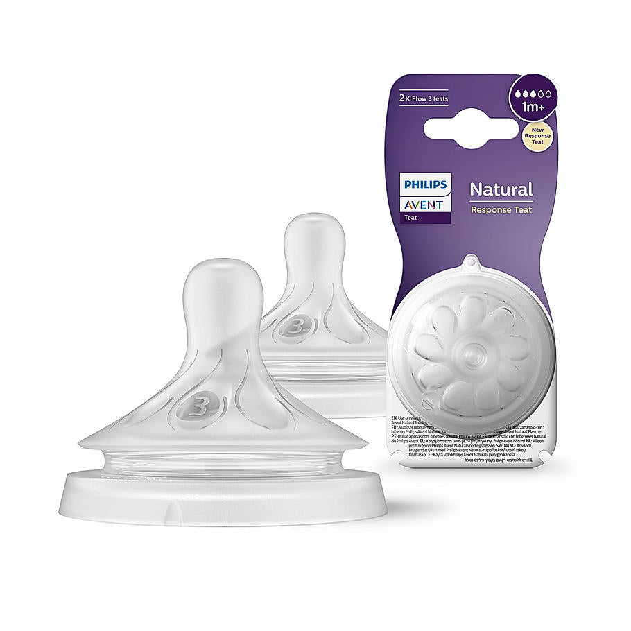 Avent Natural Response Teat for Babies Aged 3 months and above | Flow 4 | Pack of 2 | BPA Free | SCY964/02