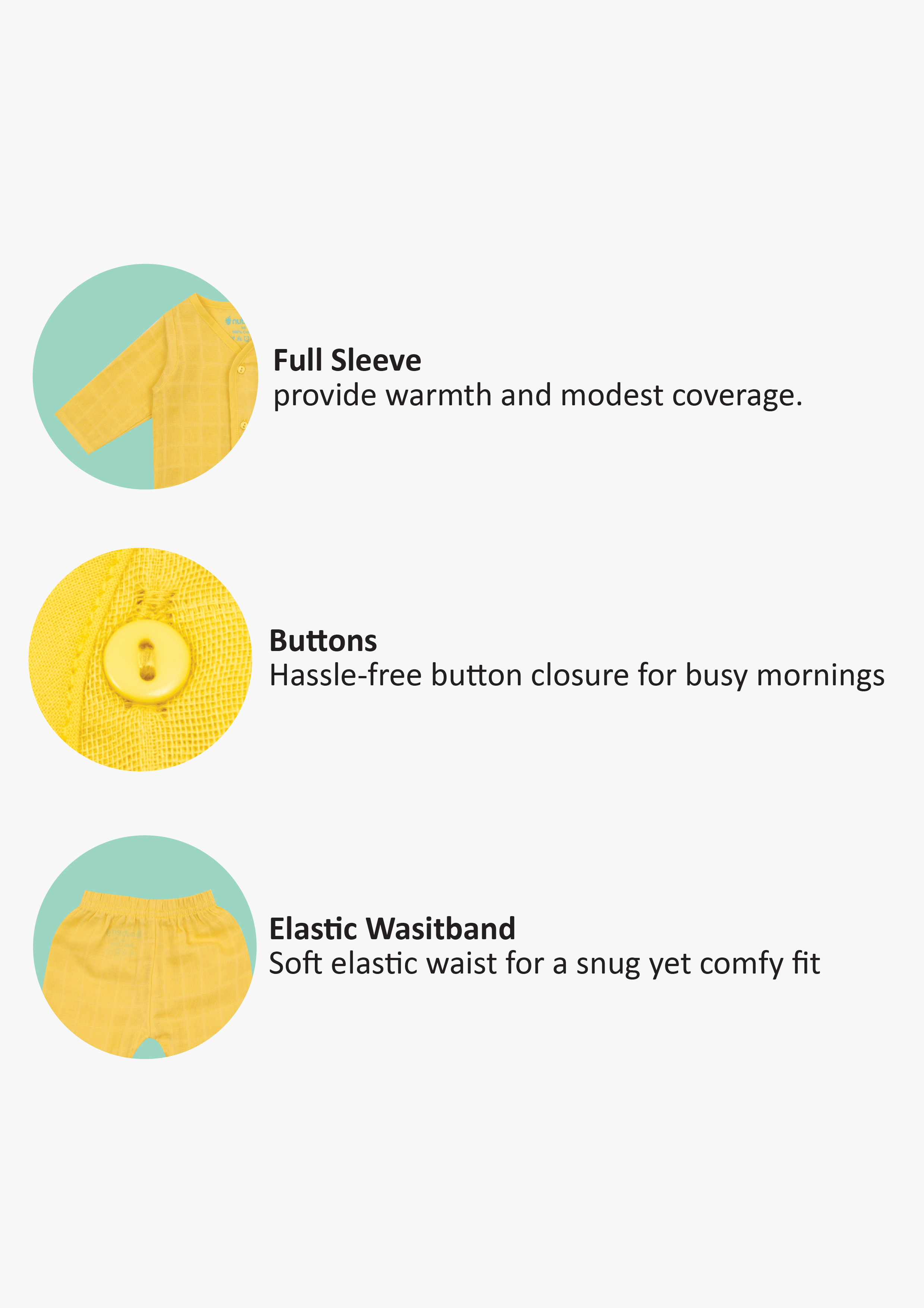 Nuberry Muslin Jabla Full Sleeve and Pants - Neubaby Stores