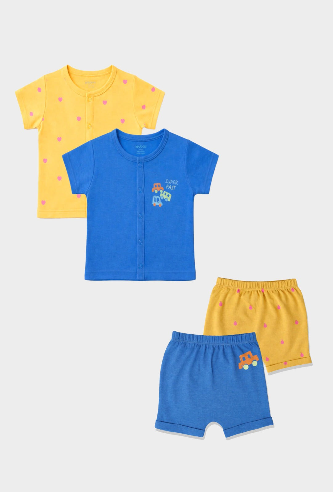 Nuberry Unisex Baby Combo Pack | Jabla & Shorts (Pack of 4) | Skin-Friendly Cotton
