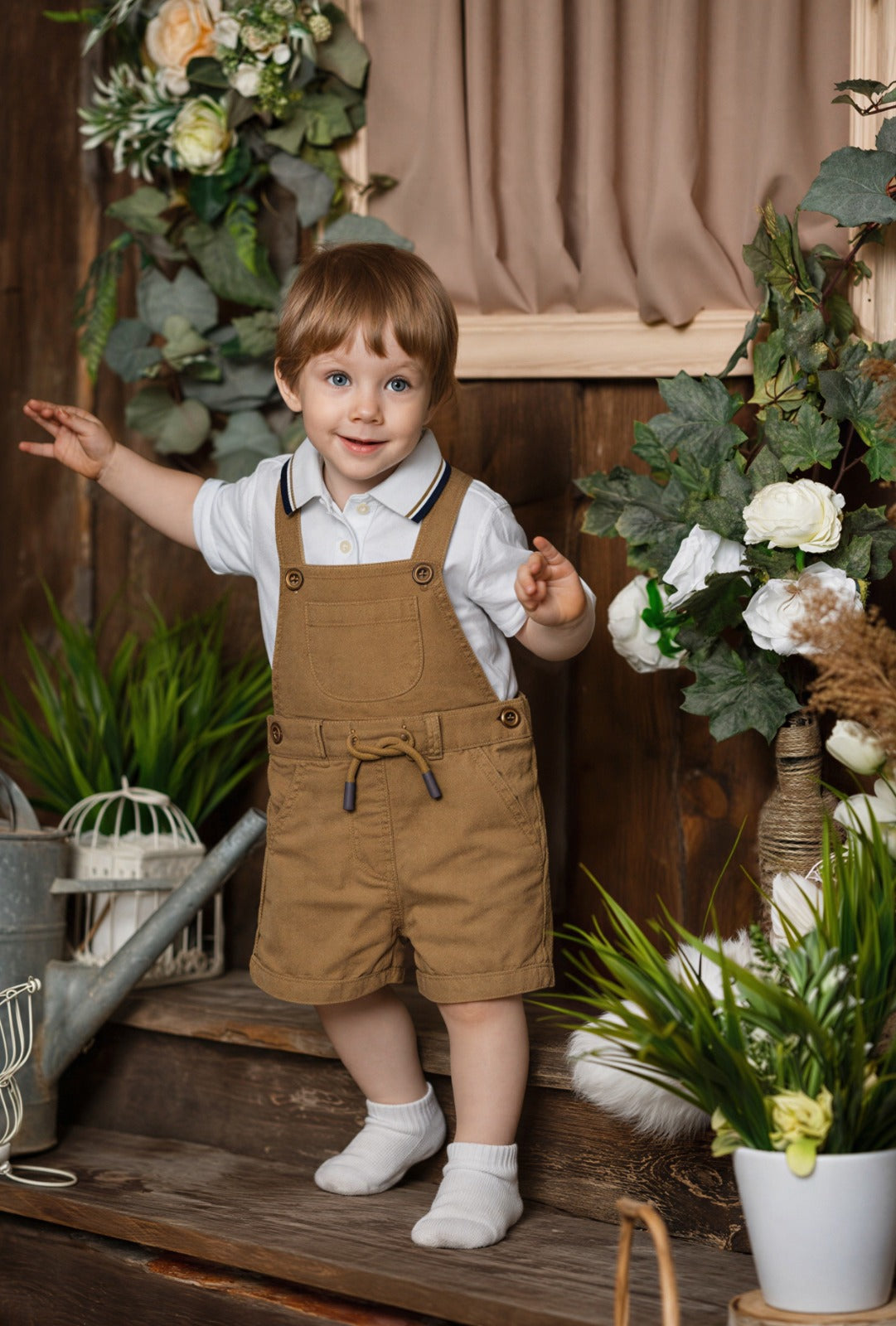 Nuberry Boys Dungaree | Soft & Breathable | Tan - Neubaby Stores