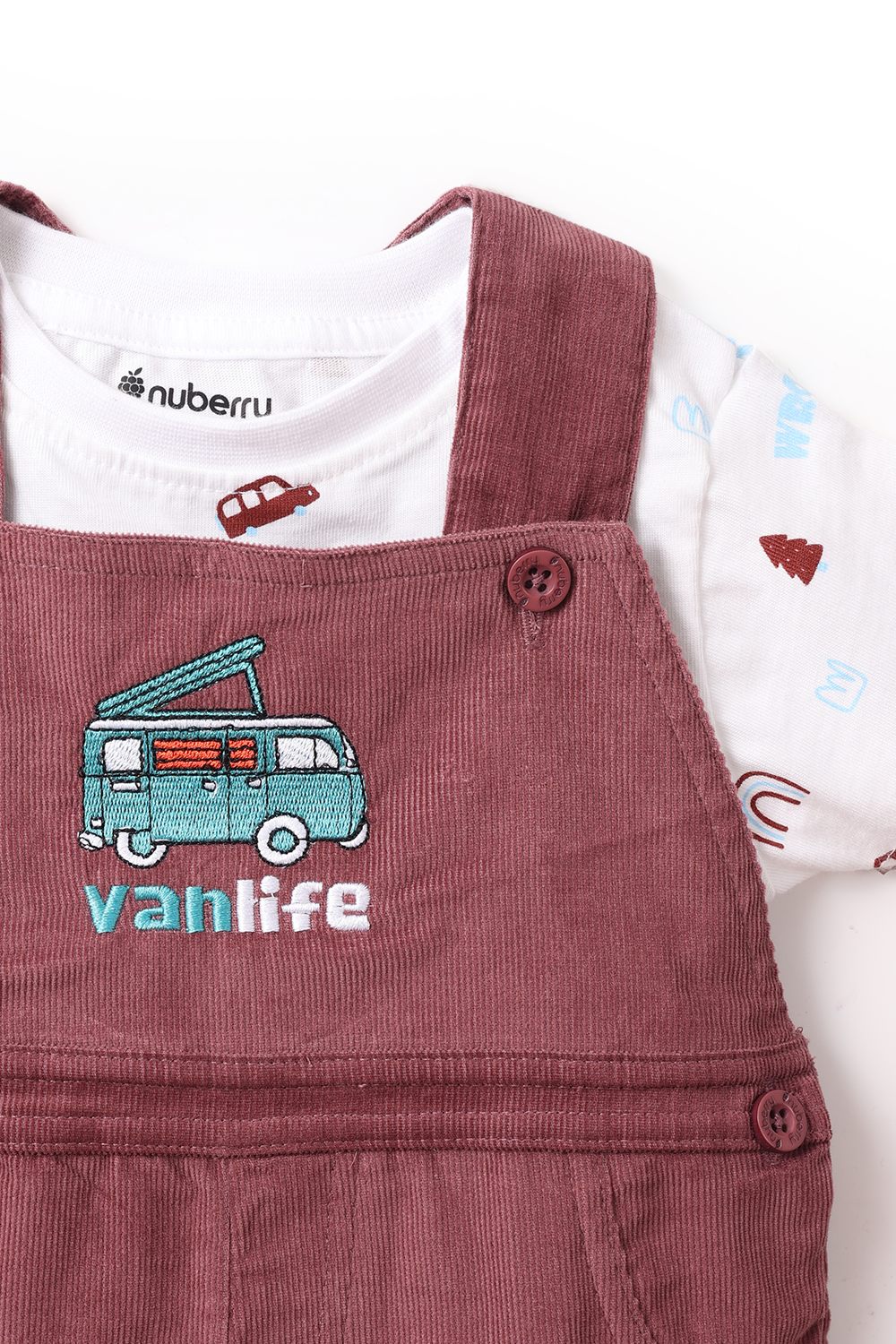 NUBERRY KIDS - BOY CORDUROY DUNGAREE BURGUNDY
