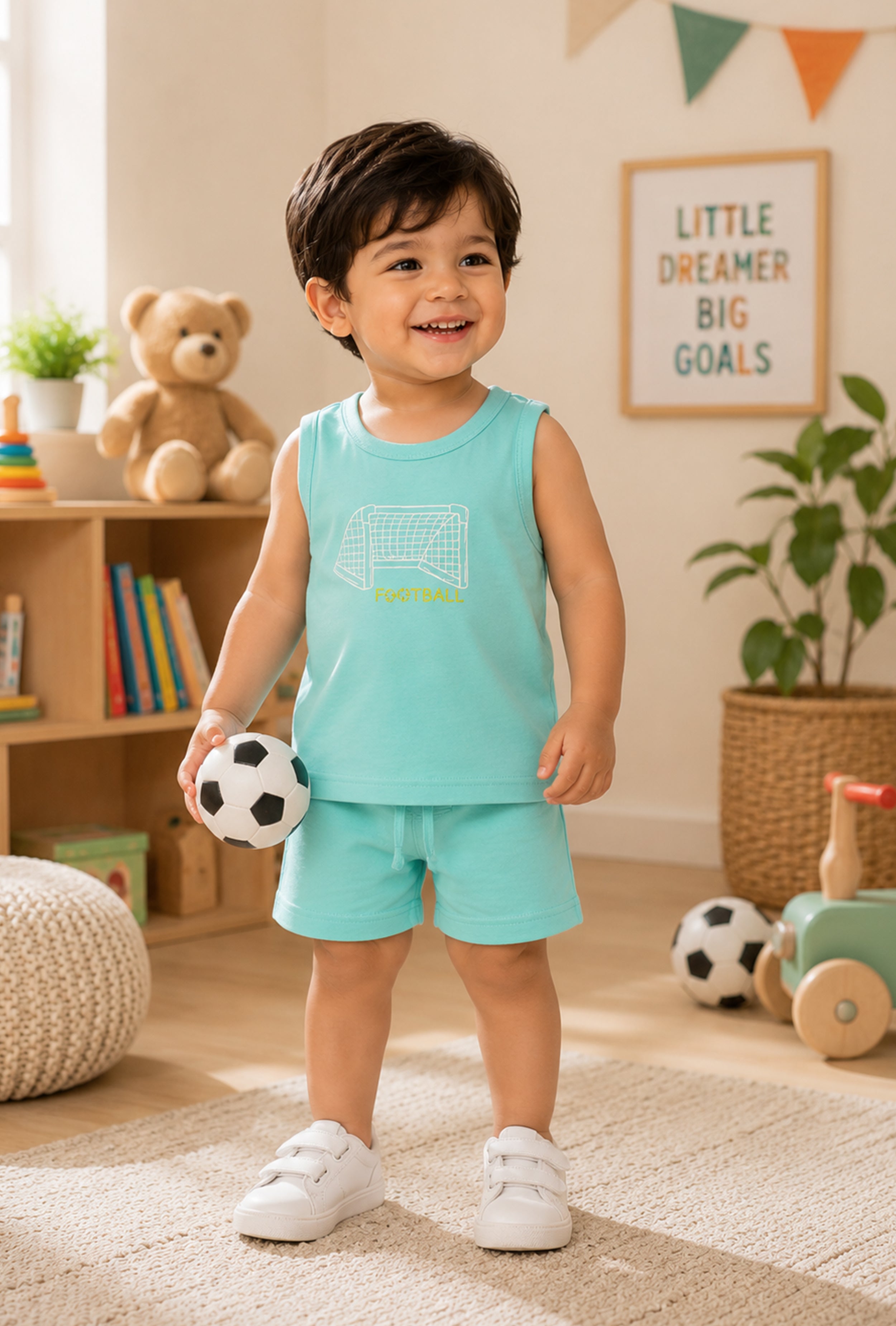 Nuberry Boys Sleeveless Co-ord Set | Soft & Breathable
