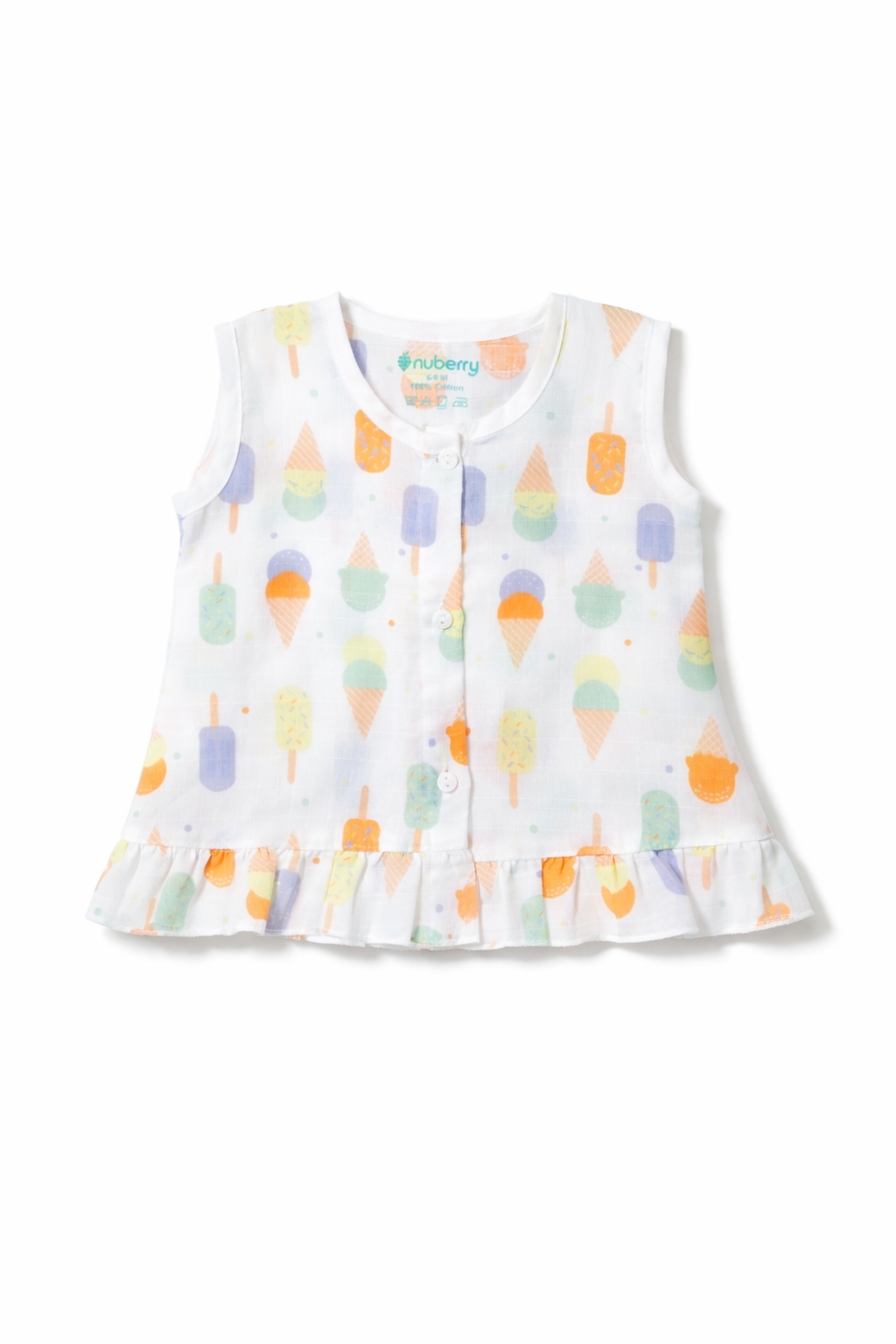 Nuberry Kids Newborn Muslin Jabla with Frill Bottom