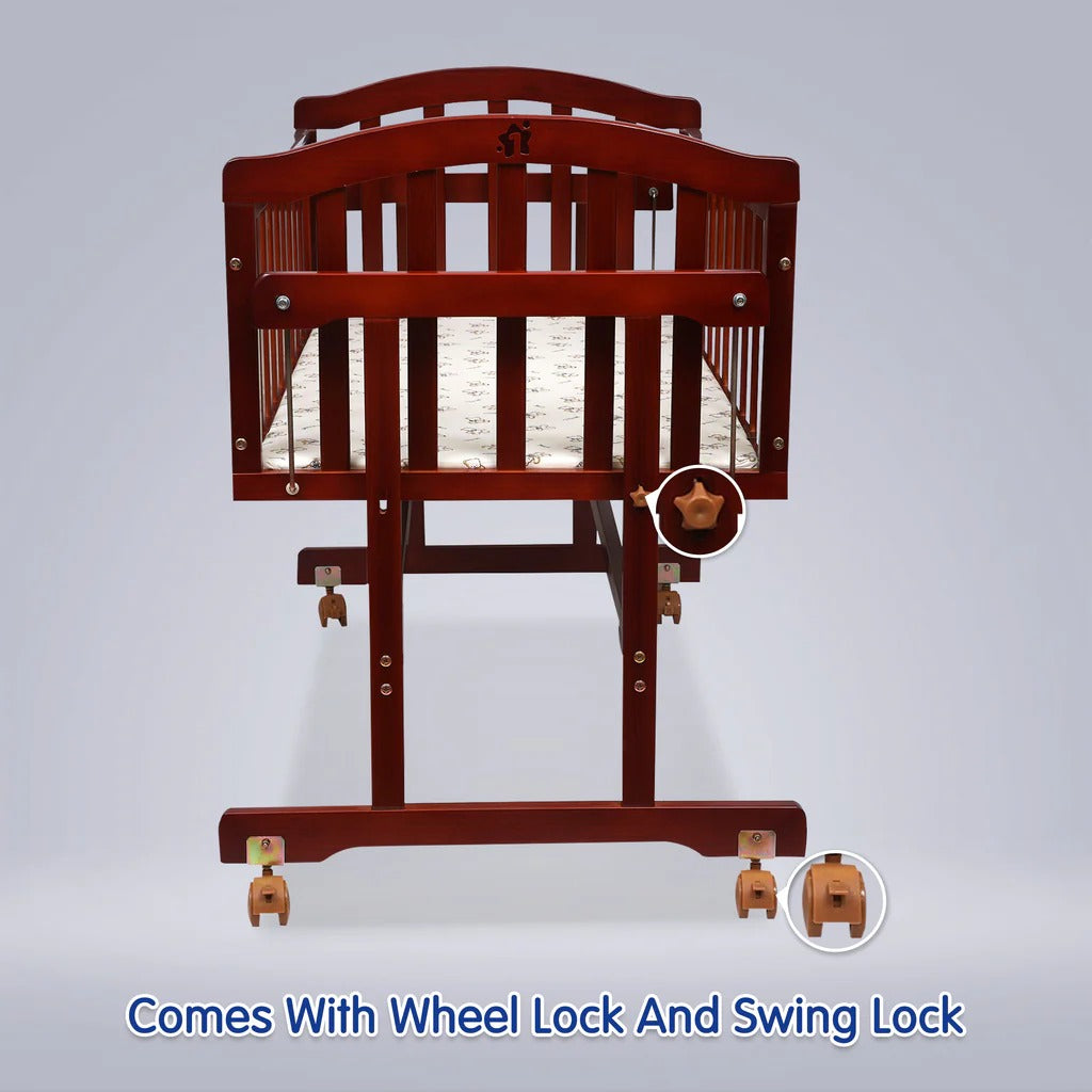 Wooden Cradle with Detachable Mosquito Net