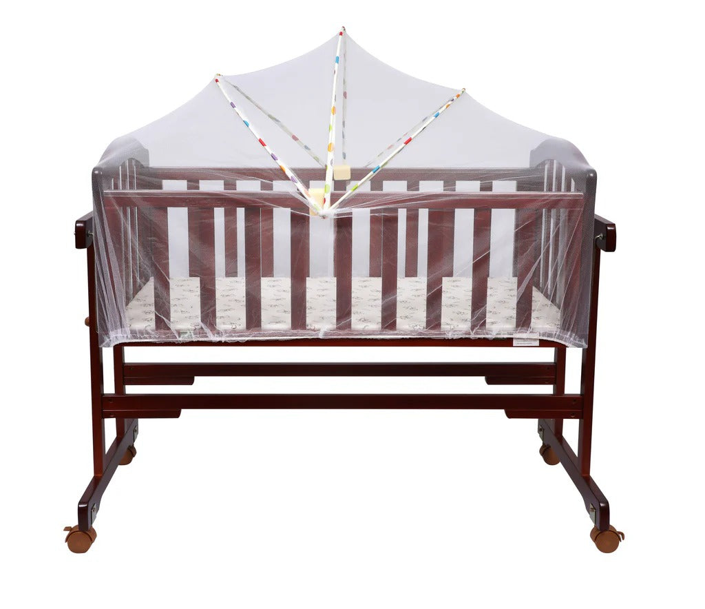 Wooden Cradle with Detachable Mosquito Net