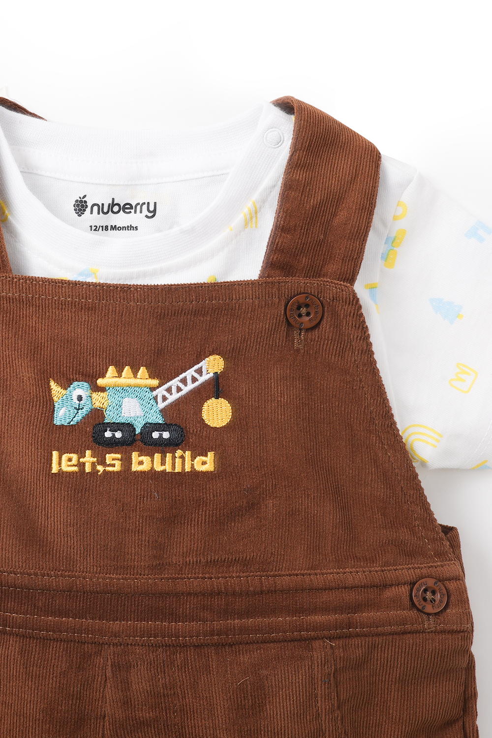 NUBERRY KIDS - BOY CORDUROY DUNGAREE BURGUNDY