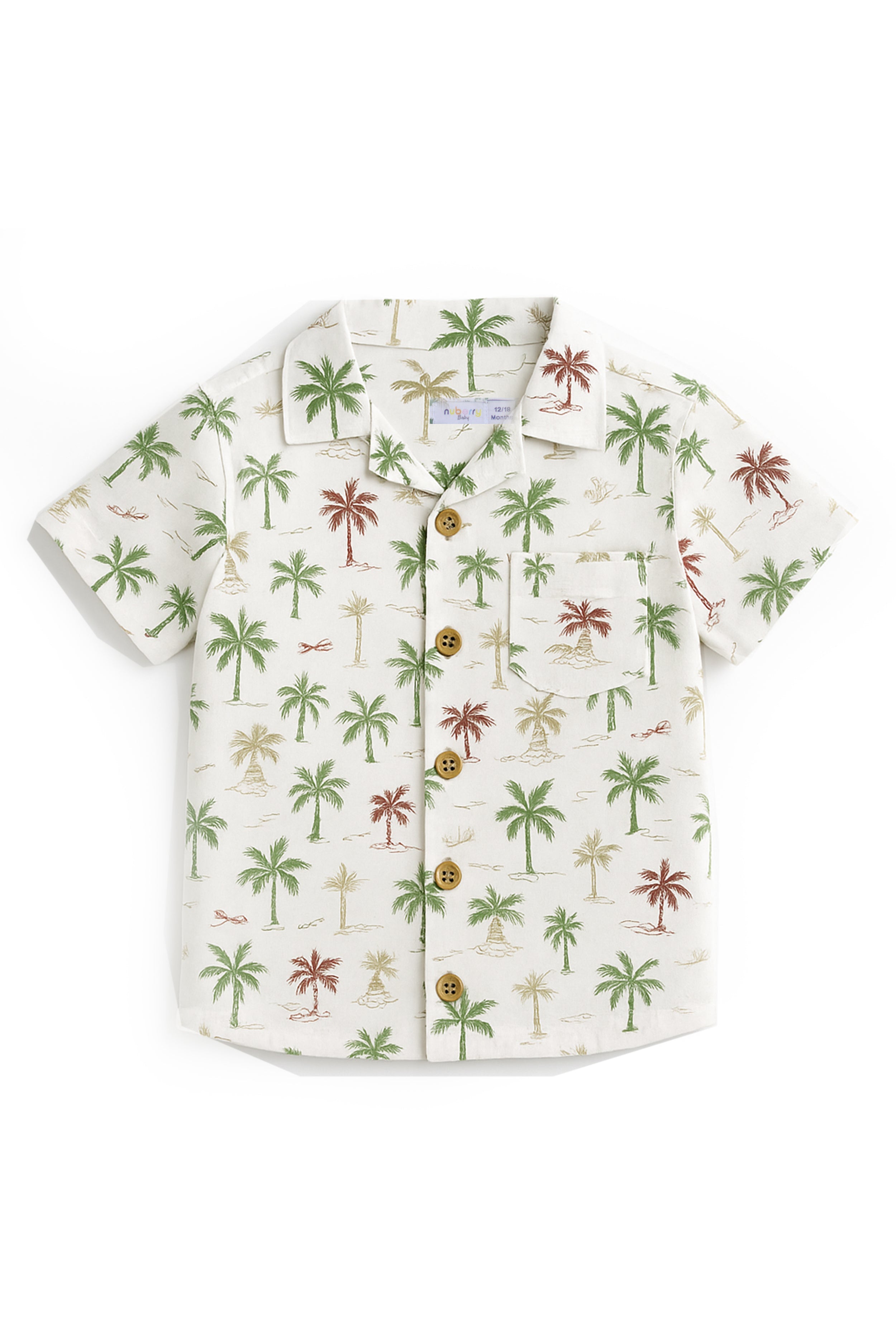 Boys Printed Cotton Shirt & Green Dobby Shorts Set - Neubaby Stores