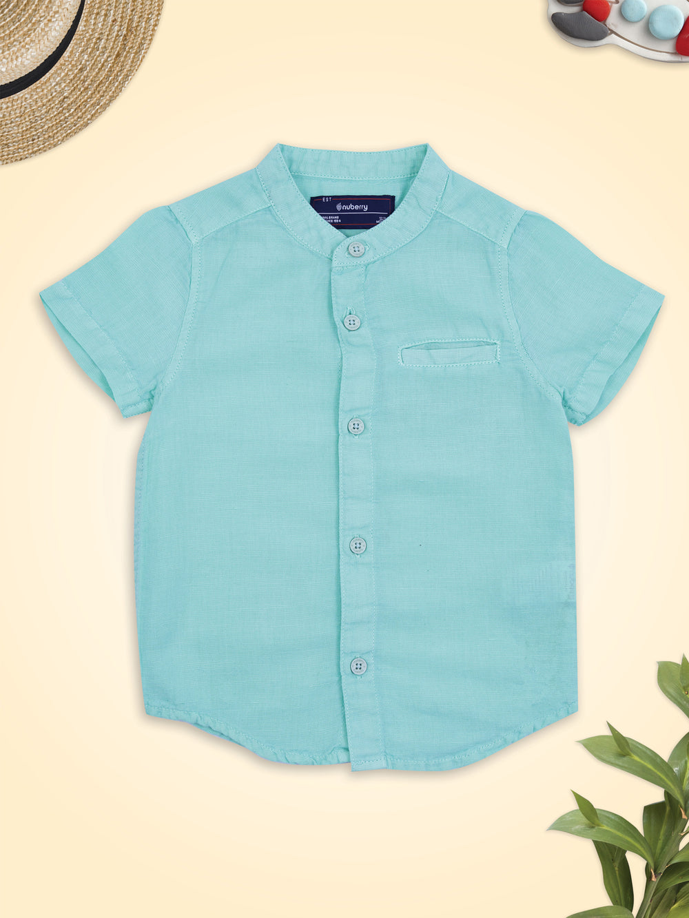 Mint Green Organic Linen Shirt for Boys