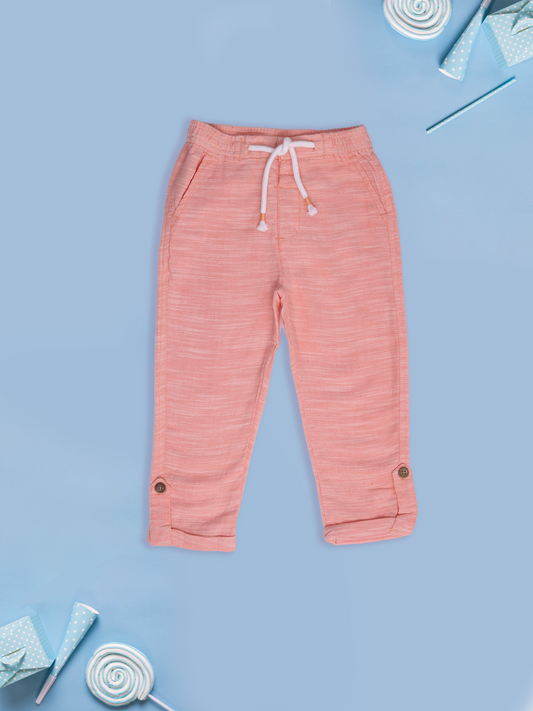 Orange Slub Cotton Pants for Boys