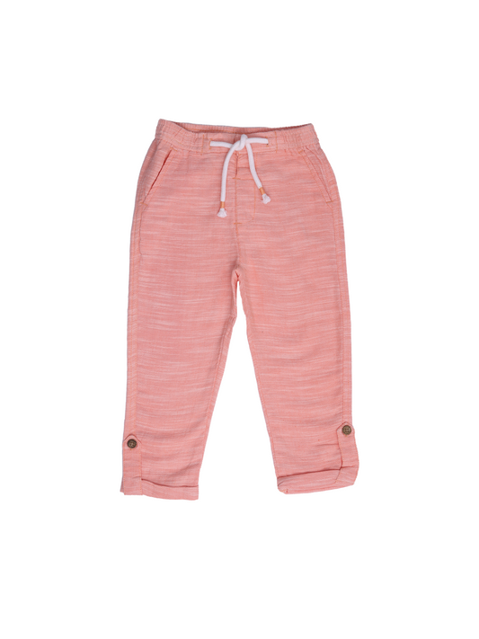 Orange Slub Cotton Pants for Boys