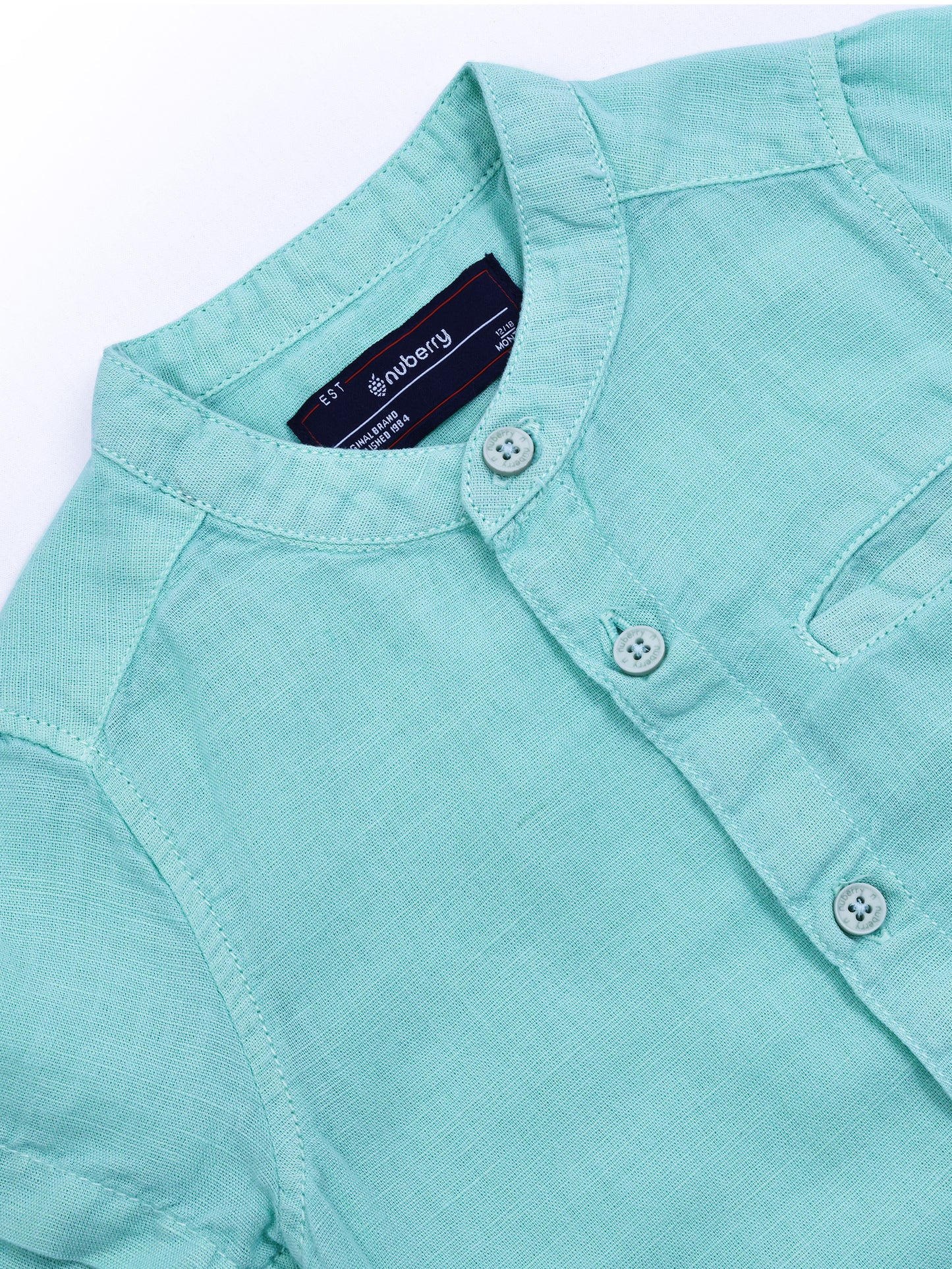 Mint Green Organic Linen Shirt for Boys