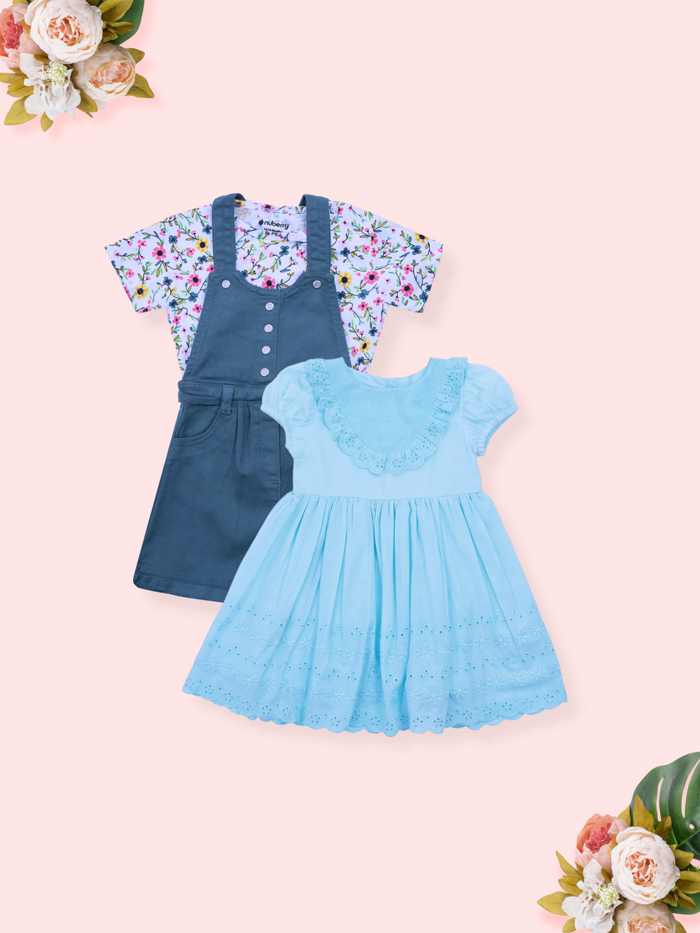 Dungaree Dress and Hakoba Dress Combo