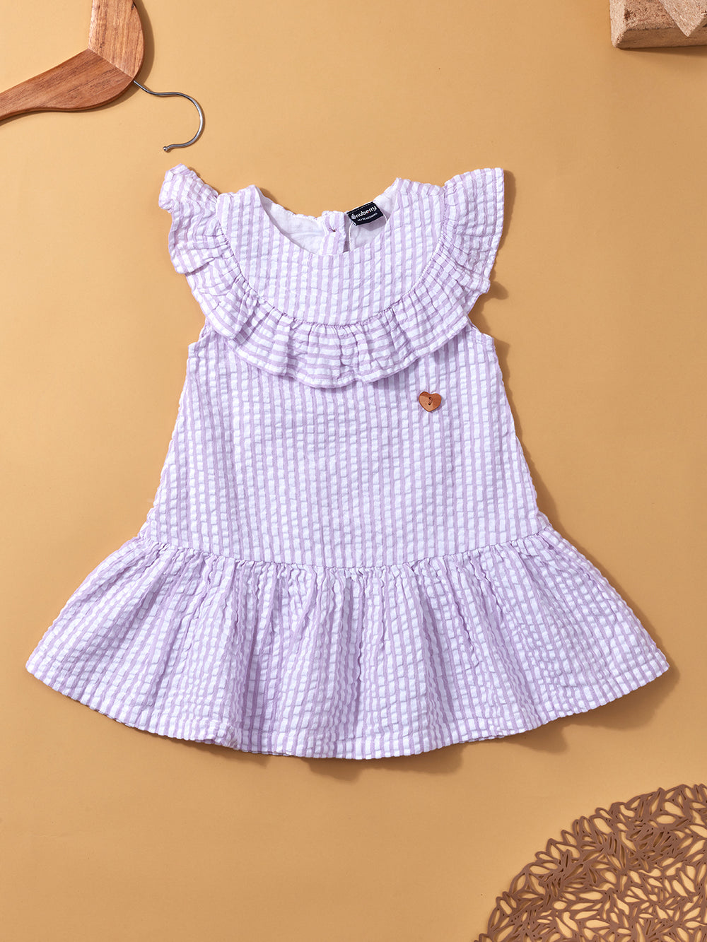 Nuberry Girl Frock Dress Seersucker Fabric - Lavender