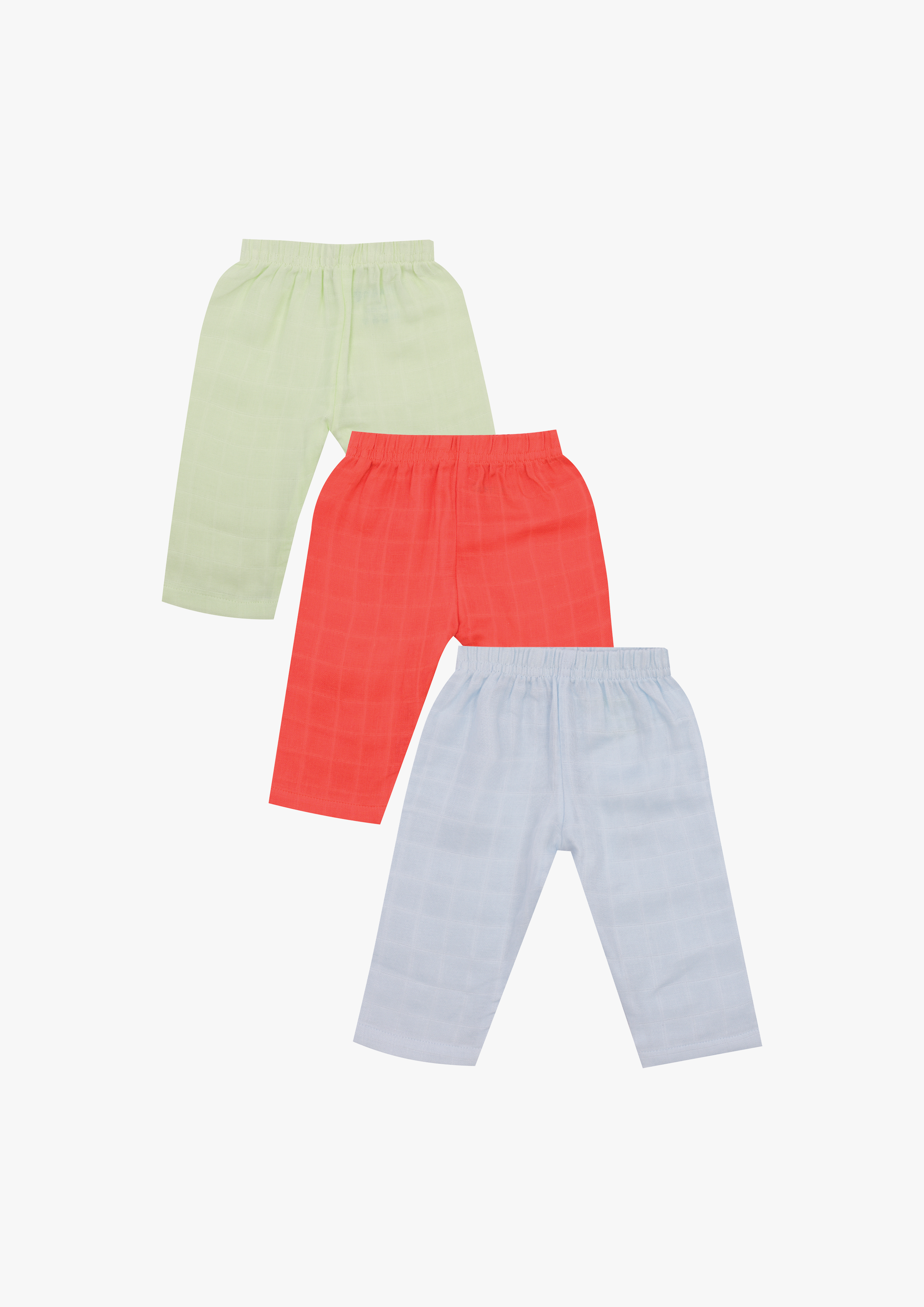 Nuberry Muslin Pants Pack of 3 for New Born Babies – Light Solid Colors Collection