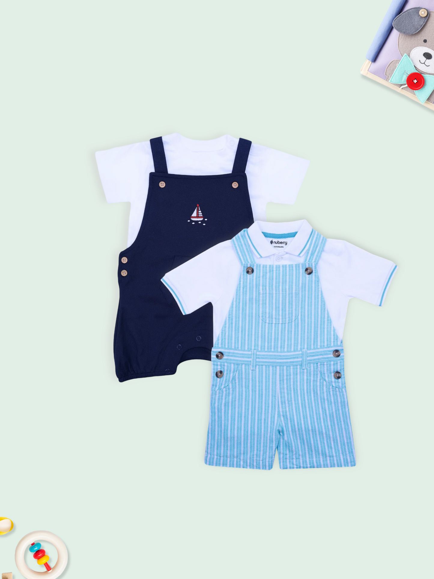 Pack of 2 Dungaree Set Combo