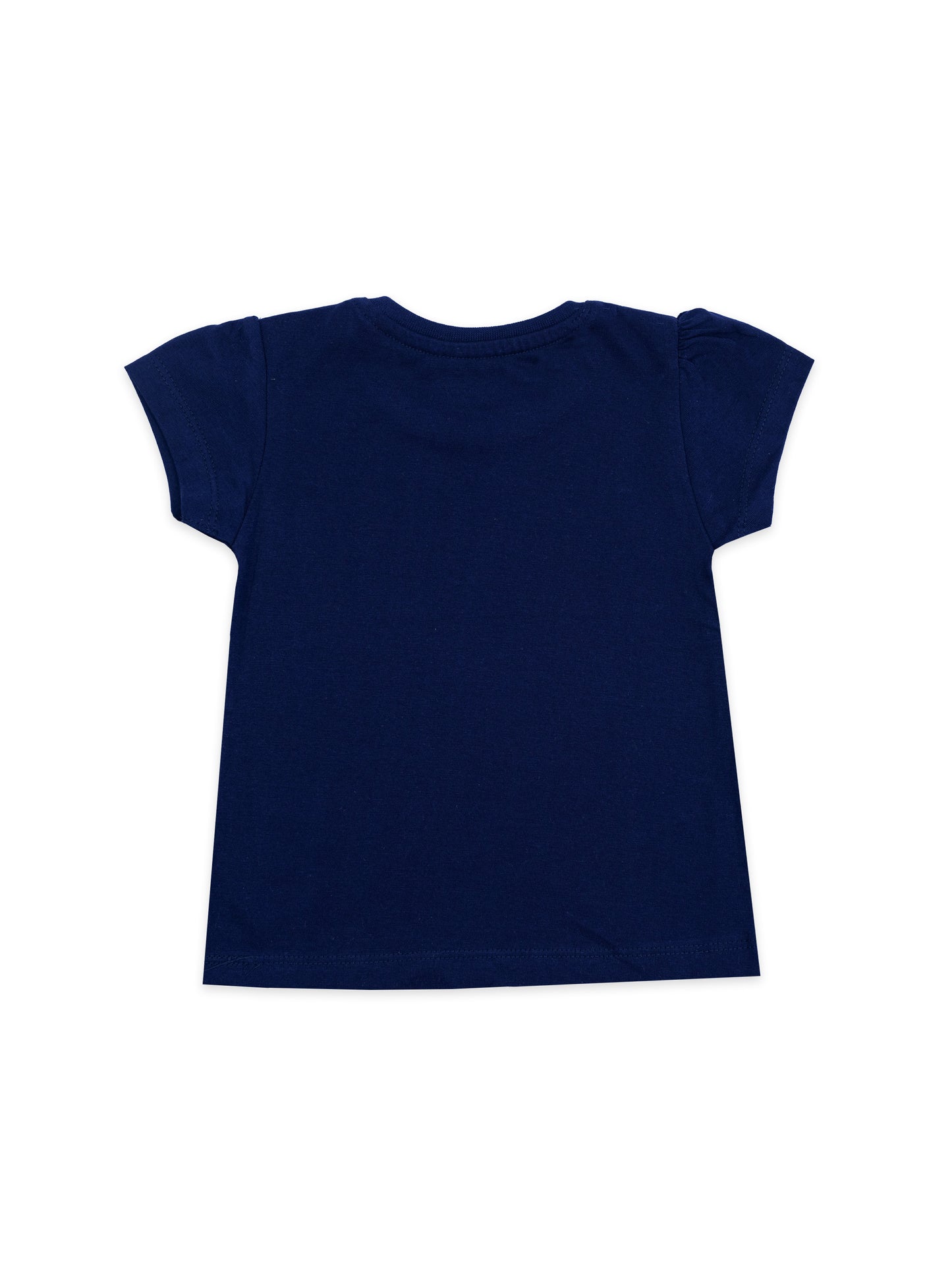 Girls' Navy Blue T-shirt with a Glittering Unicorn Graphic