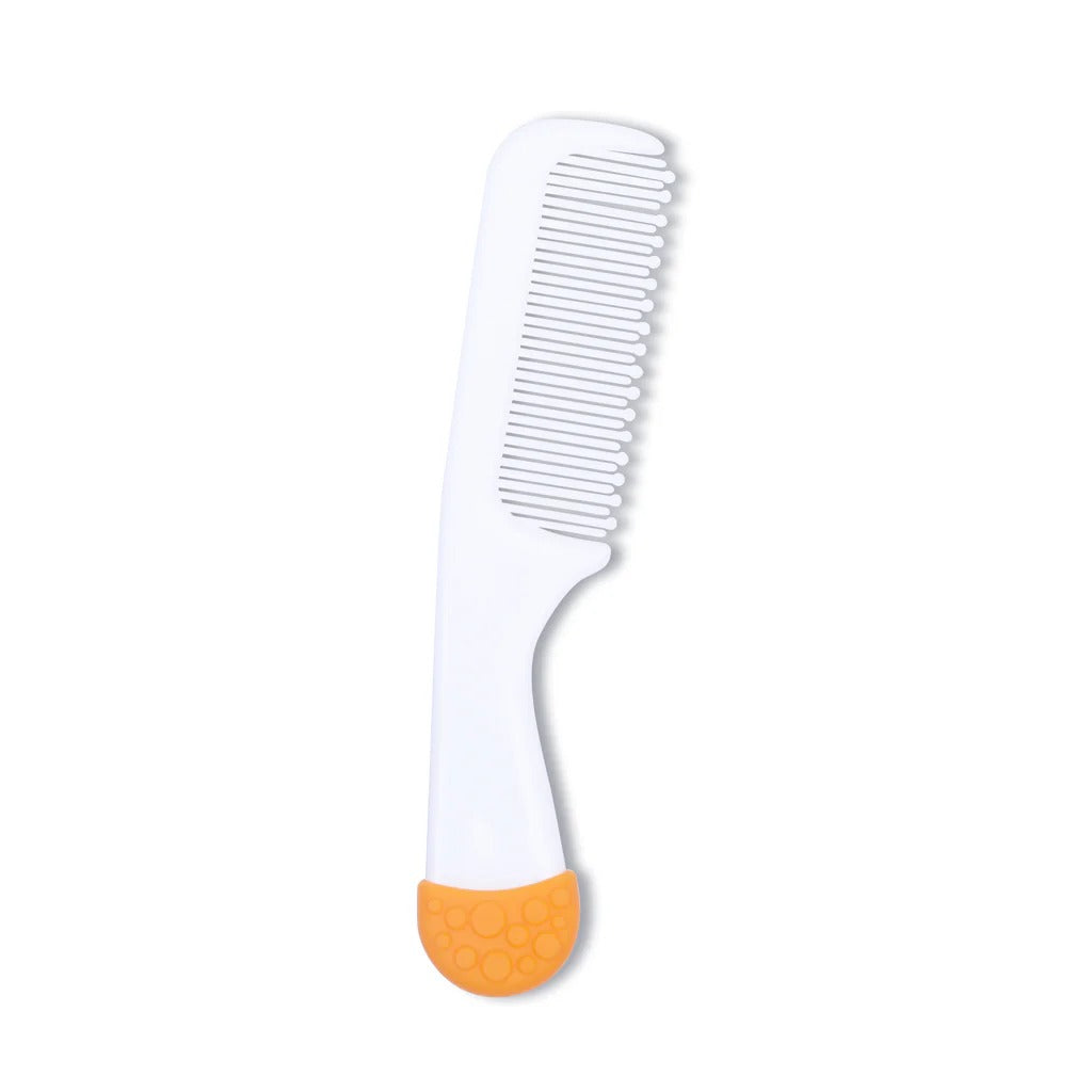 1st Step Matte Collection Easy Grip, Soft & Gentle Comb and Brush Grooming Set- Orange