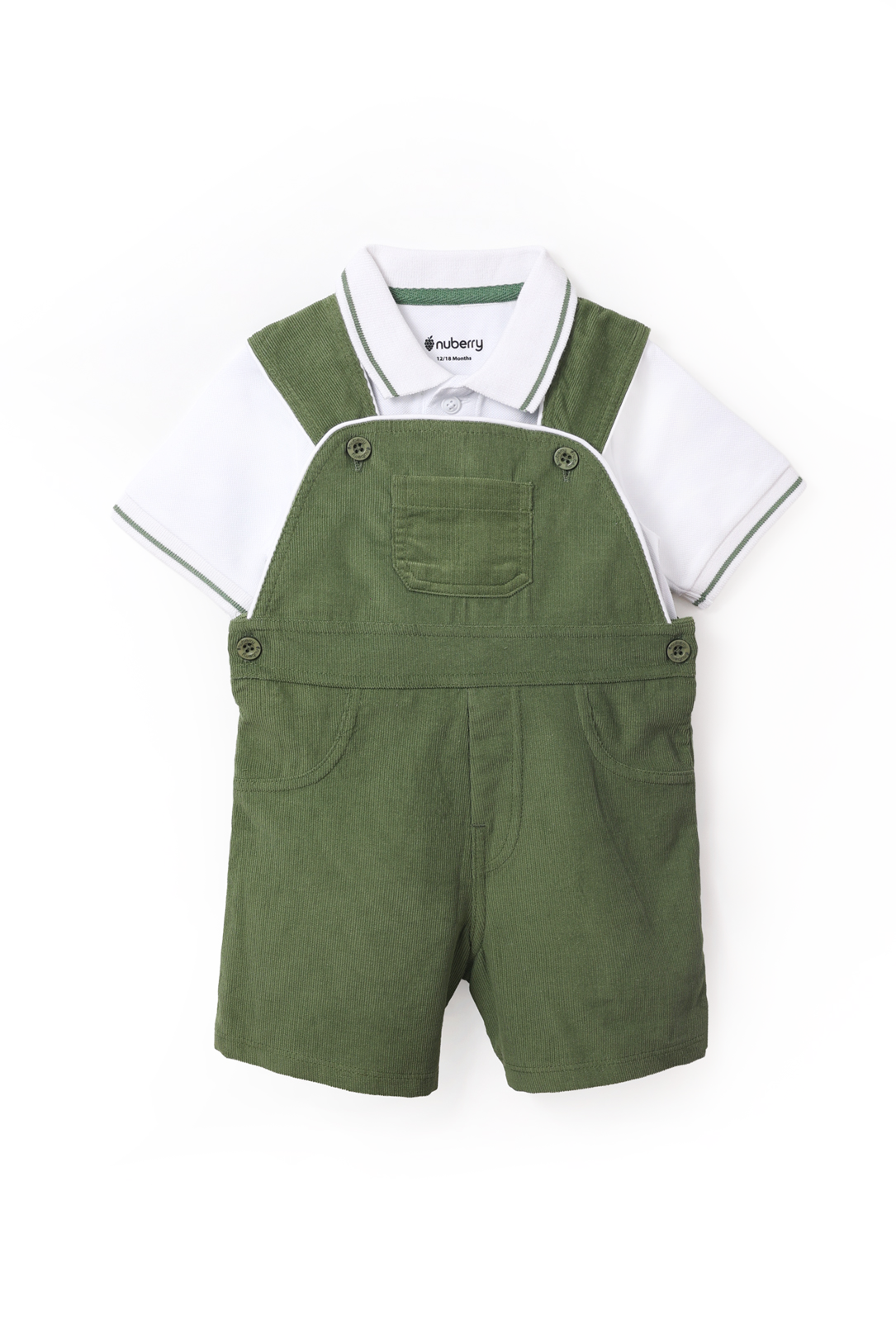NUBERRY KIDS - BOY CORDUROY DUNGAREE GREEN