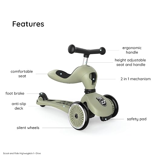 Scoot & Ride Highwaykick 1, 2-in-1 Kids Scooter with Seat, Steel
