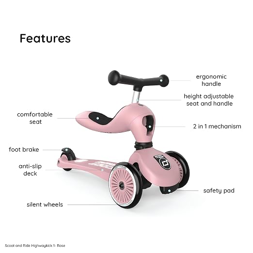 Scoot & Ride Highwaykick 1, 2-in-1 Kids Scooter with Seat, Steel
