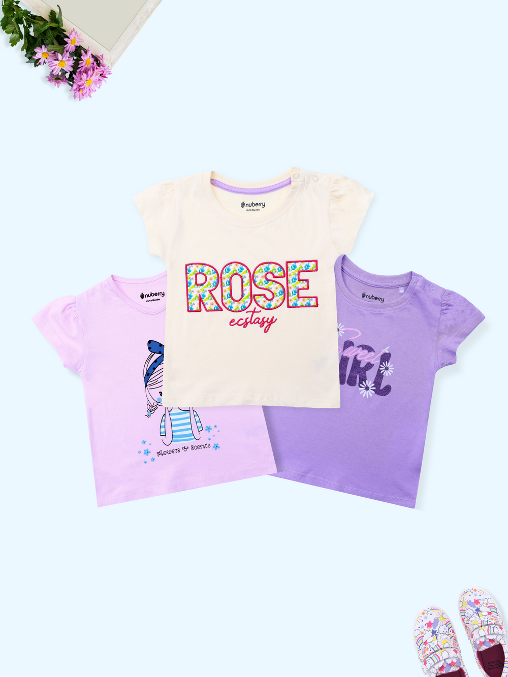 3-Pack Girls Printed T-Shirt Combo