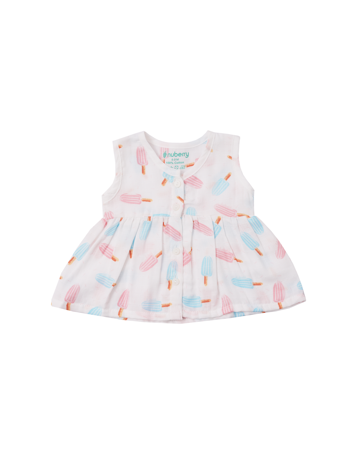 Sleeveless Muslin Frock