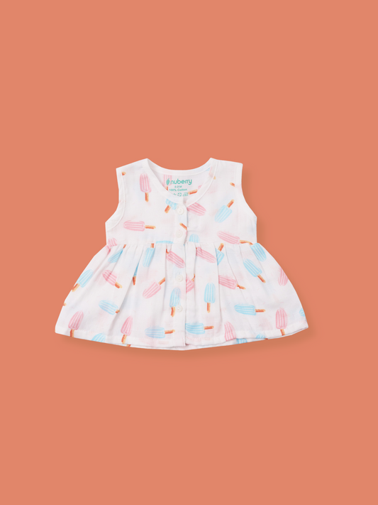Sleeveless Muslin Frock