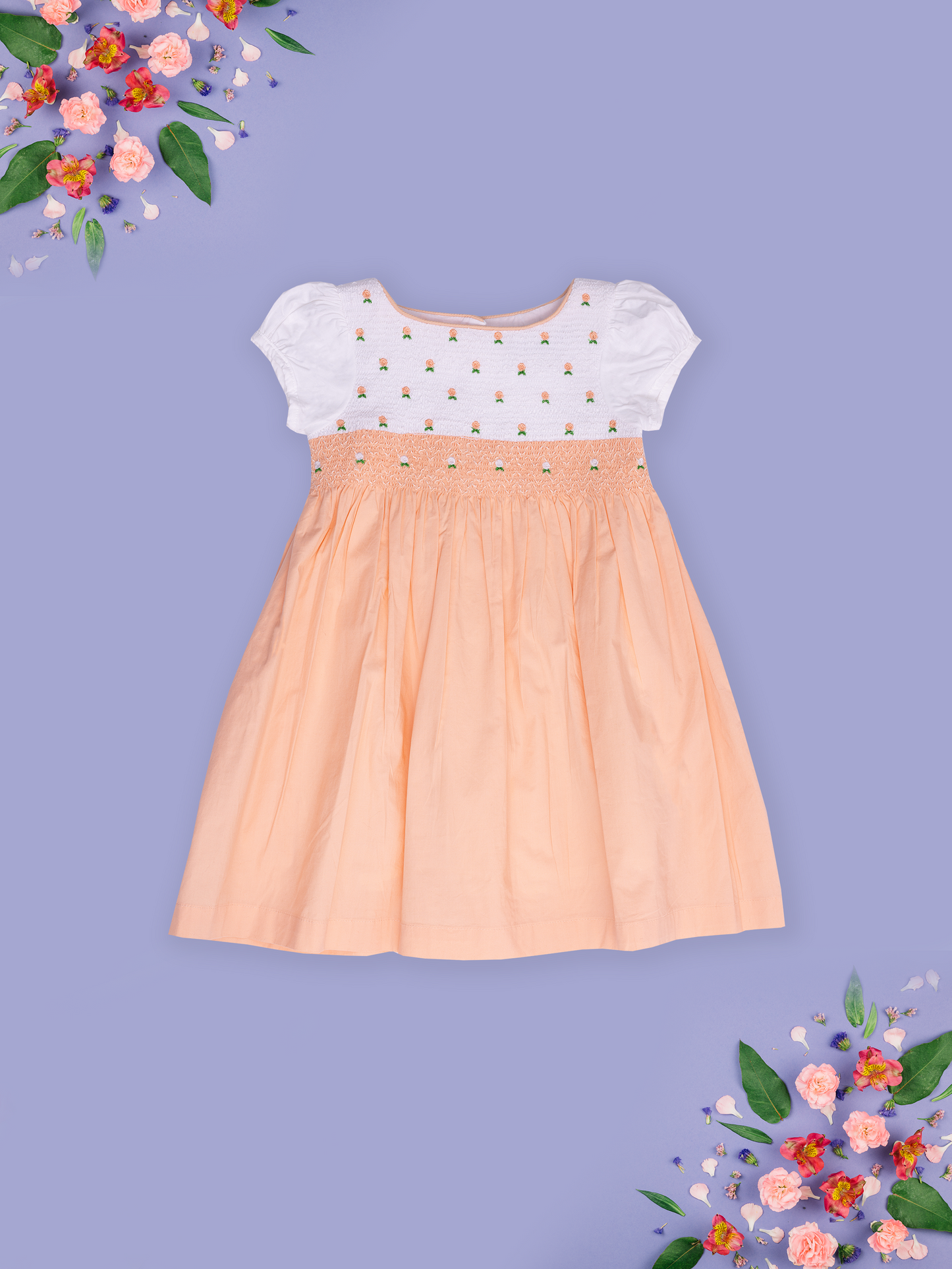 Peach Smocking Dress for Girls