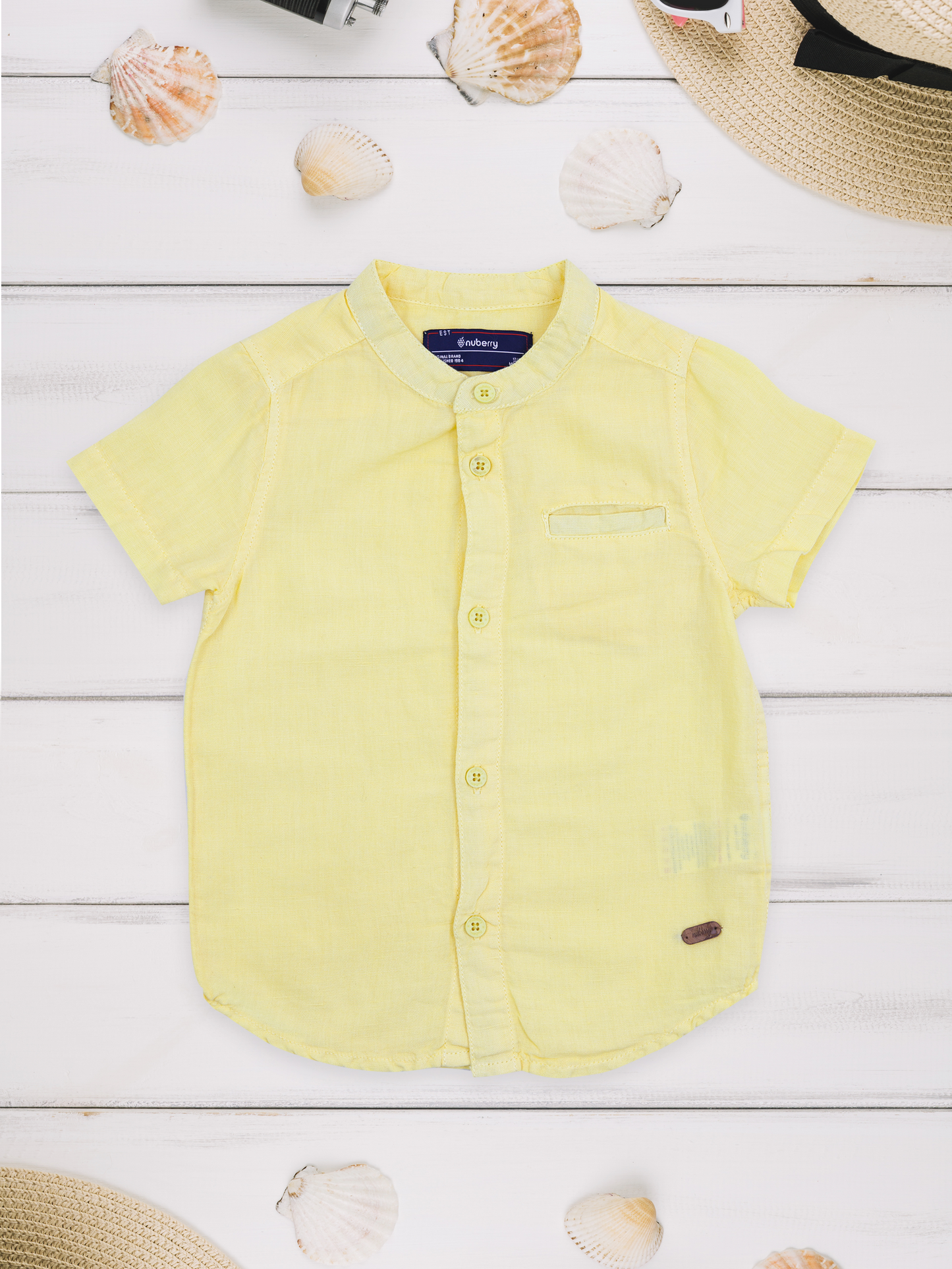 Light Yellow Organic Linen Shirt for Boys