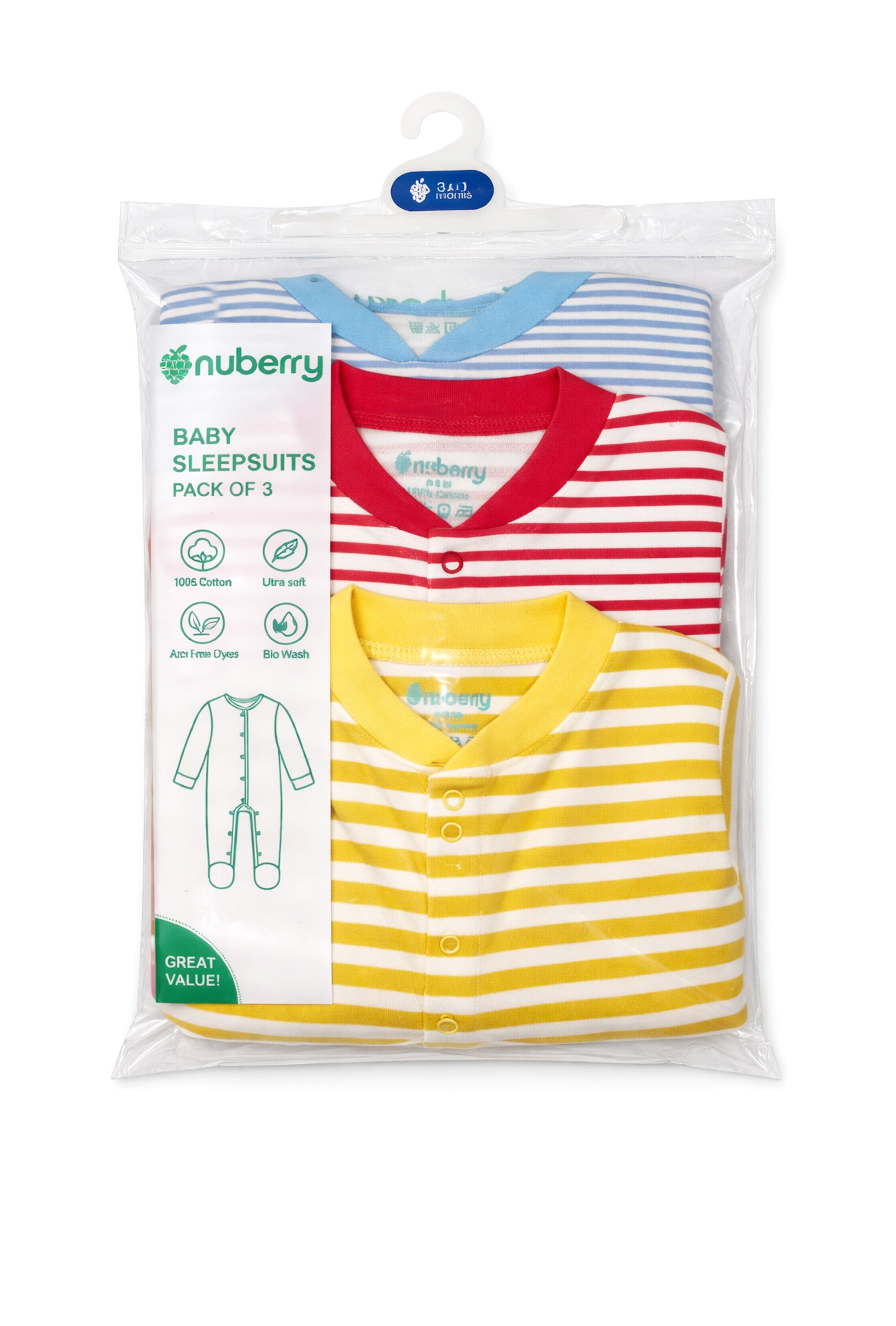 Chosen by Moms | Loved by Babies | Pure Cotton Sleep Suits (Pack of 3)