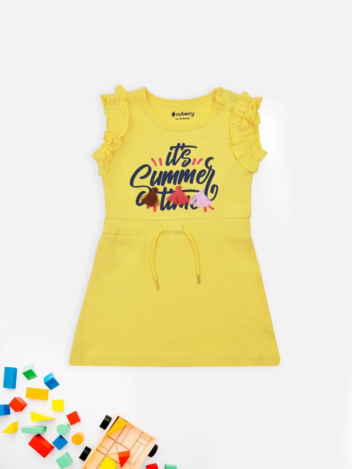 yellow printed  dress for girls 