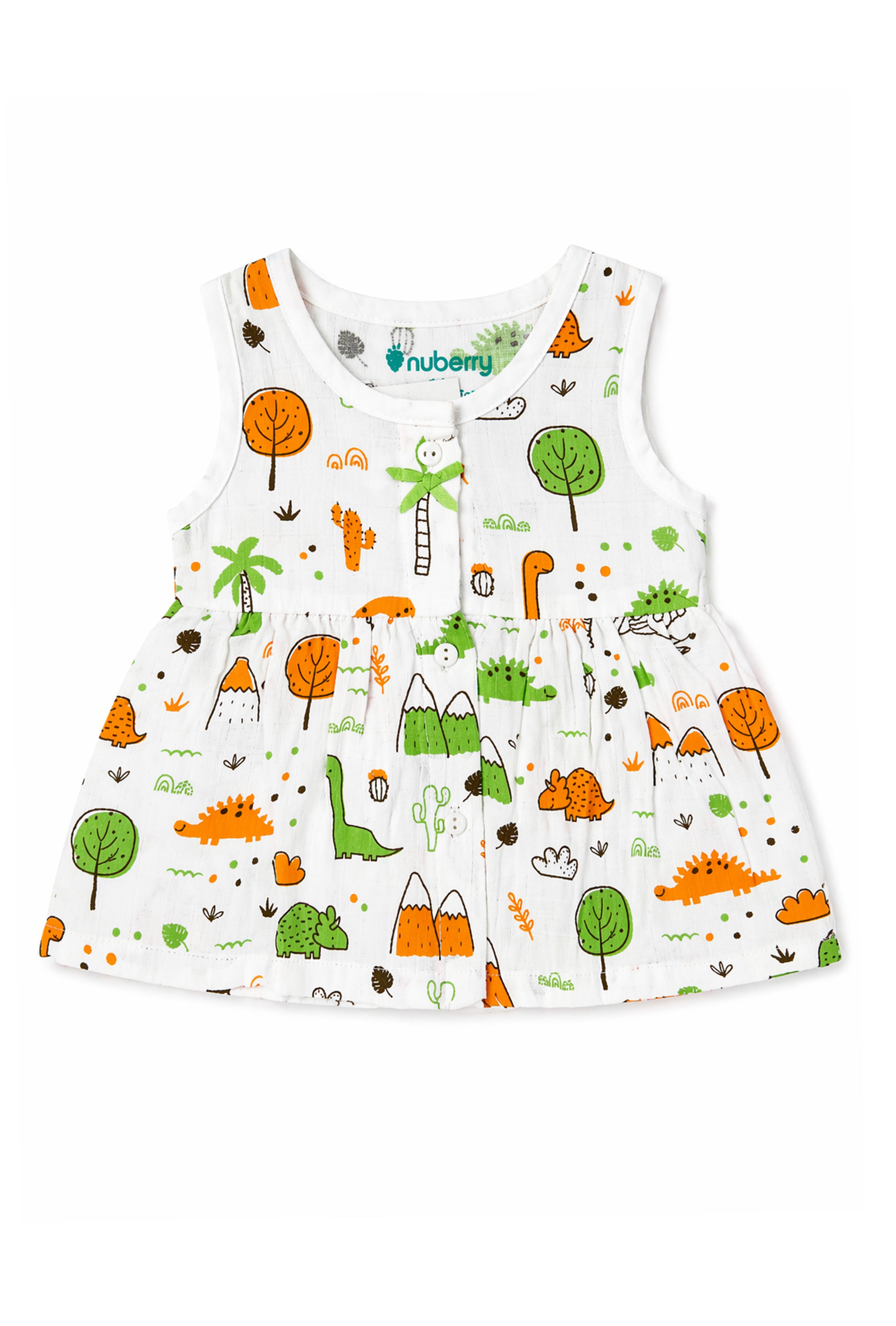 Nuberry Newborn Girls Sleeveless Muslin Frock