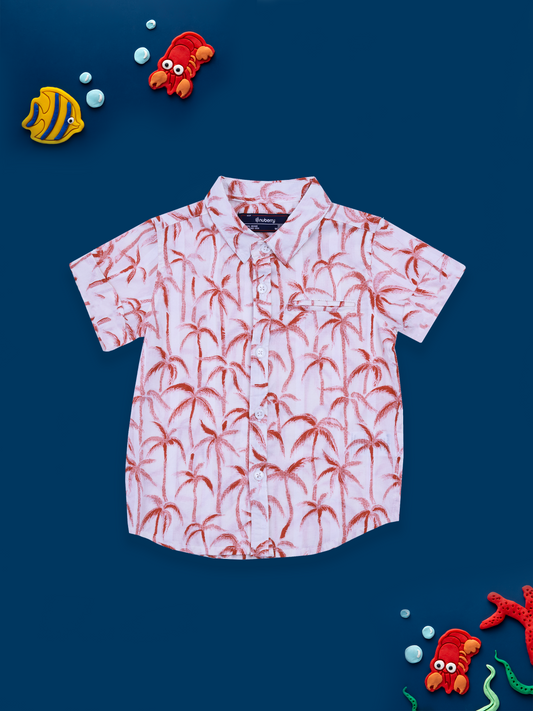 Palm Tree Printed Half Sleeve Shirt for Boys